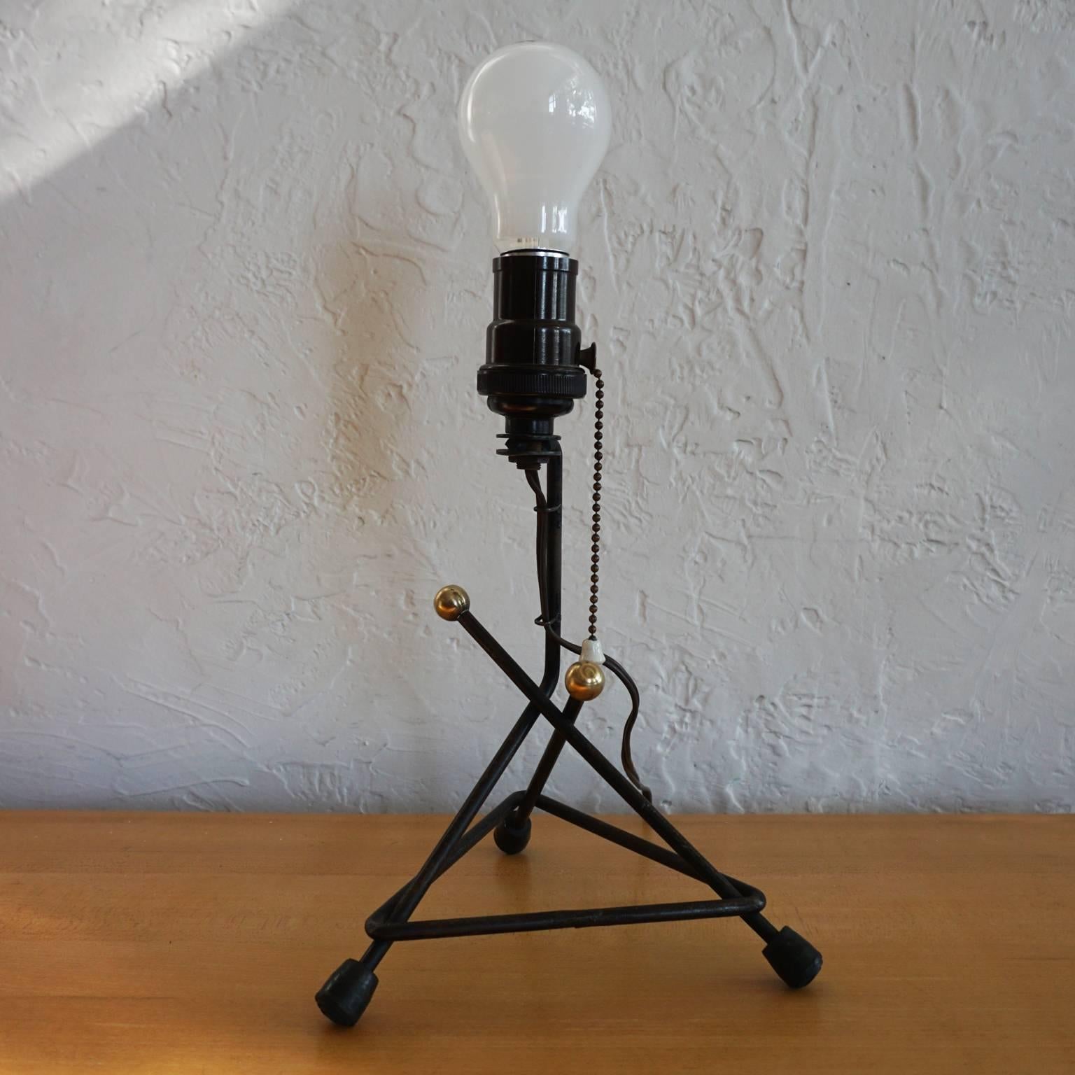 1950s Modernist Mexican Iron Lamp In Good Condition For Sale In San Diego, CA
