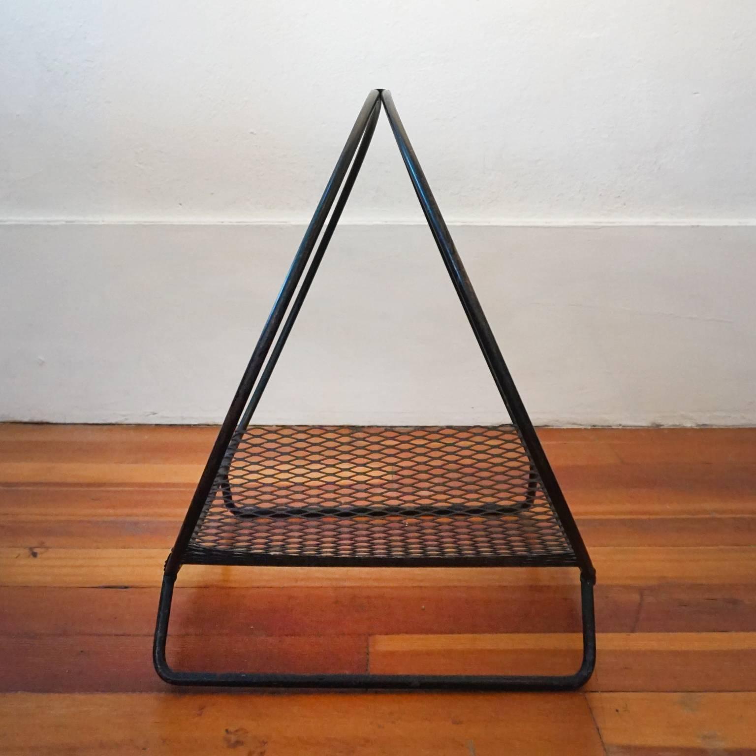 Mid-Century Modern 1950s Iron and Expanded Metal Log or Magazine Holder For Sale