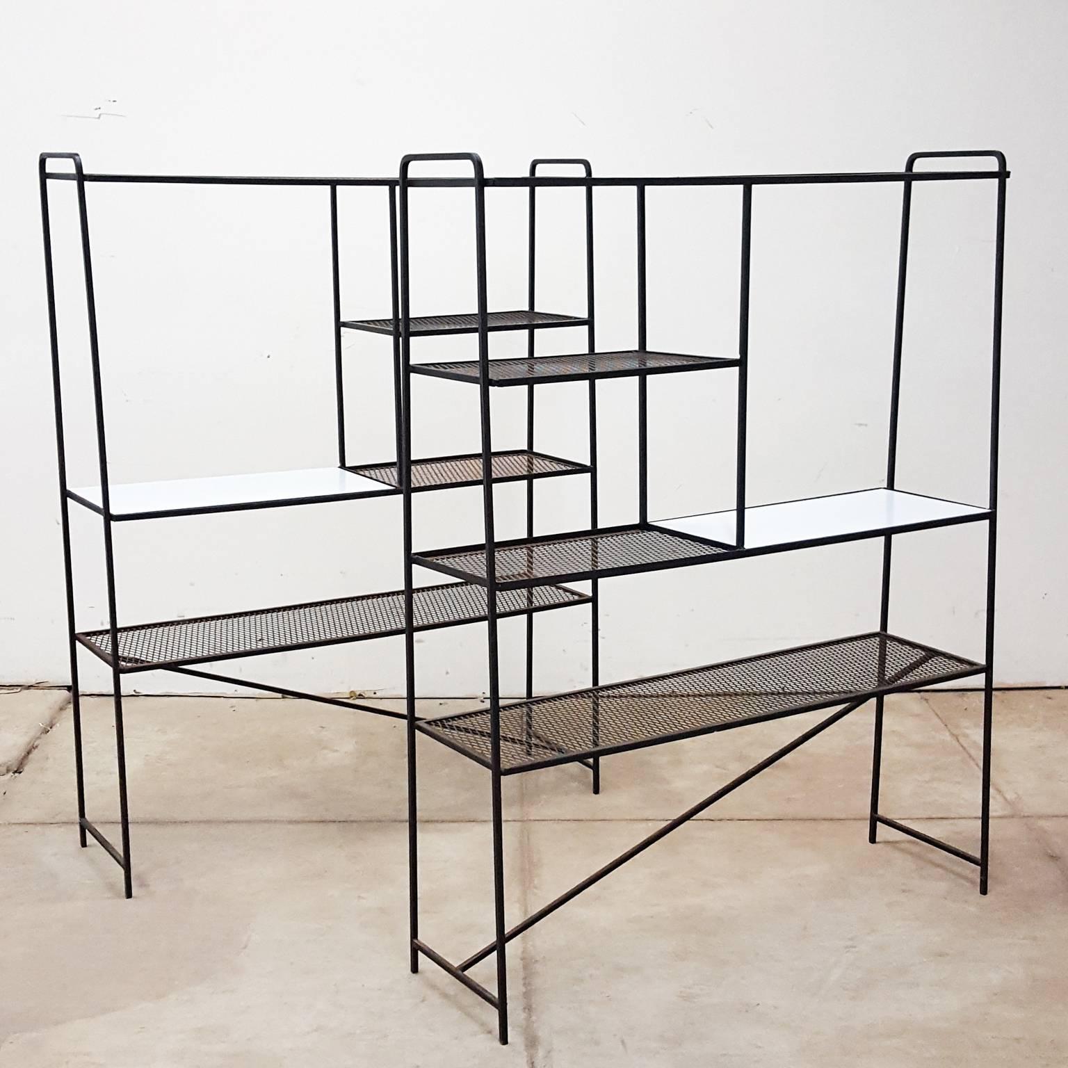 American 1950s Iron Room Dividers Shelves by Freda Diamond For Sale