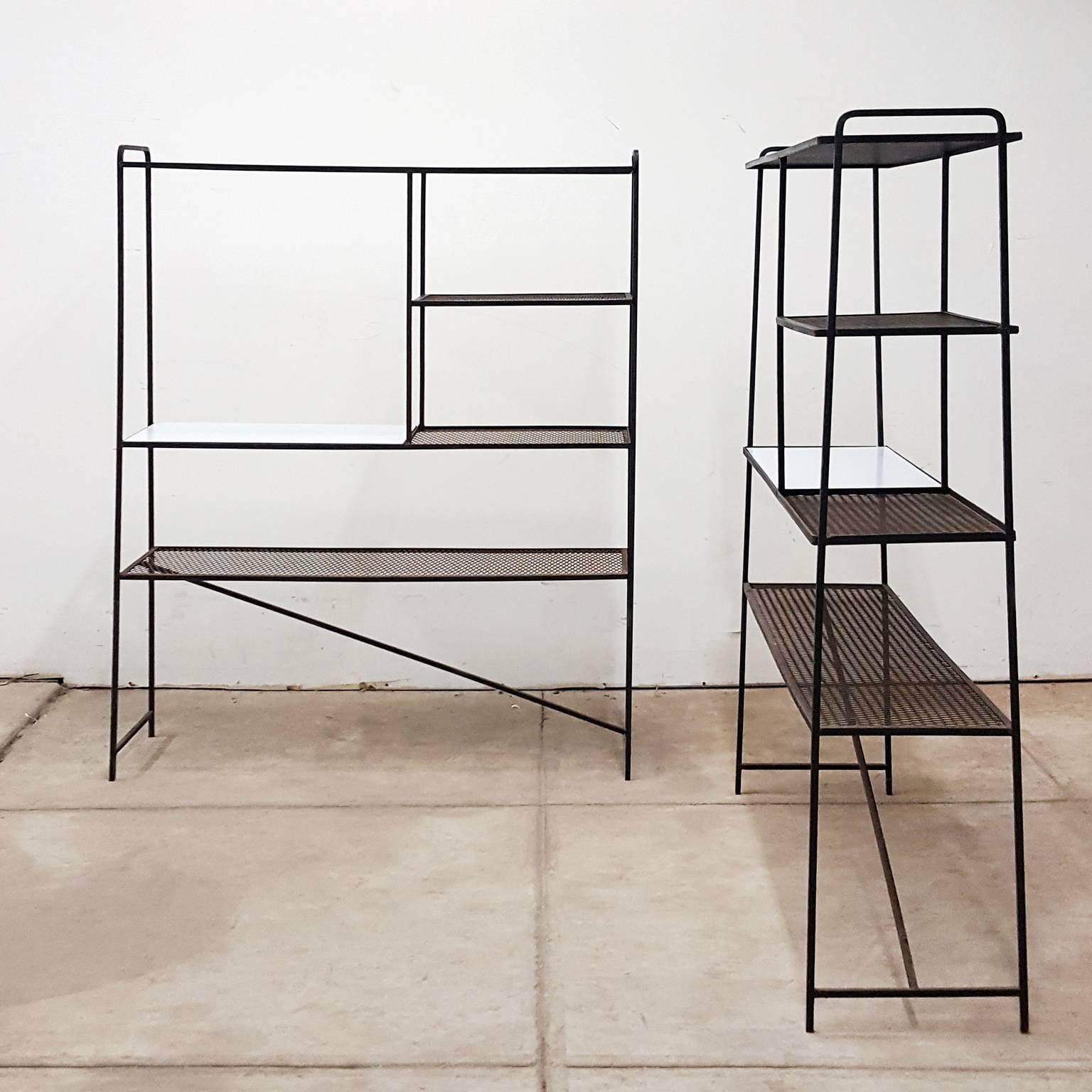 Mid-Century Modern 1950s Iron Room Dividers Shelves by Freda Diamond For Sale