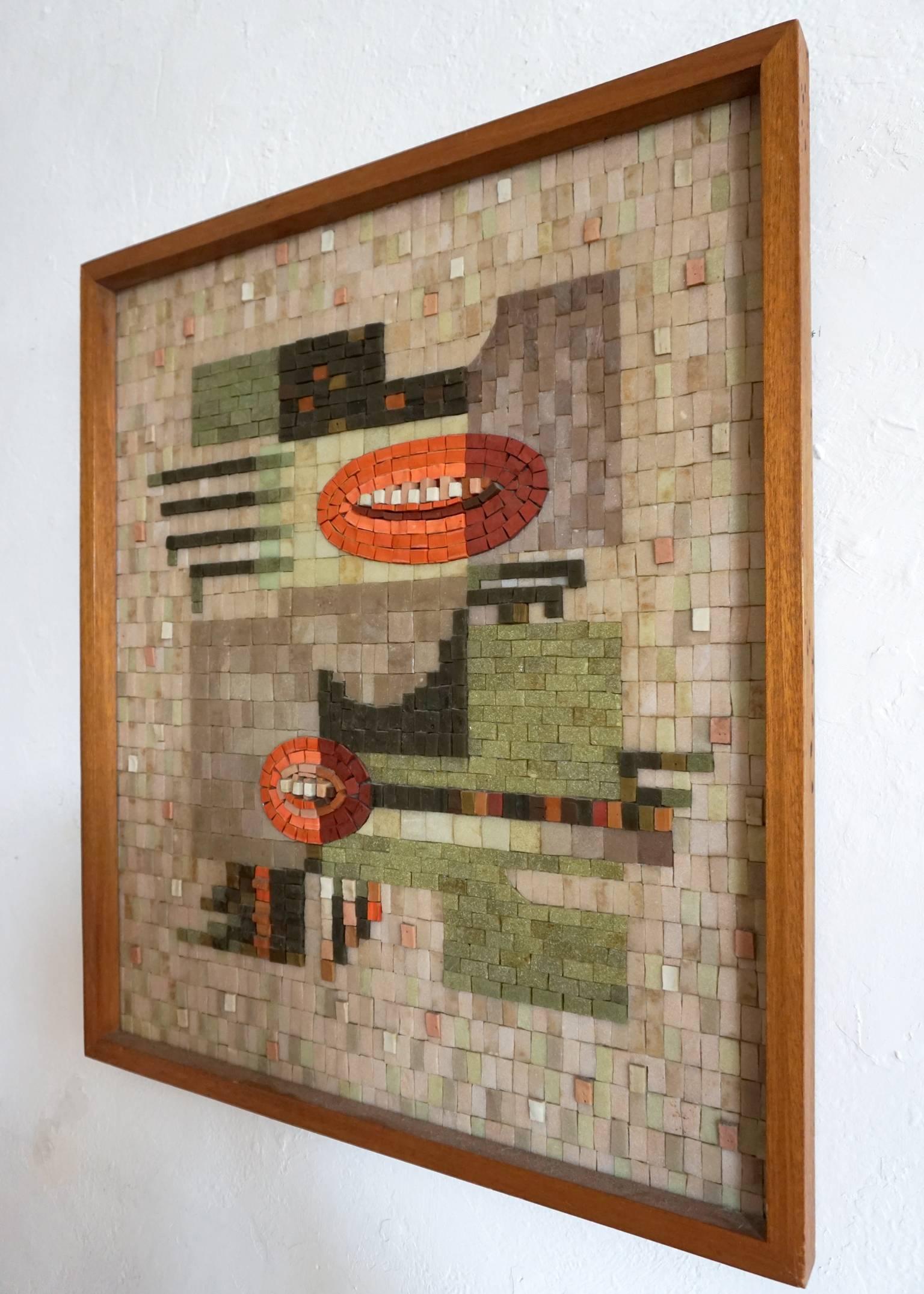 Mid-Century Modern Glass Mosaic Relief Panel by Phyllis Wallen