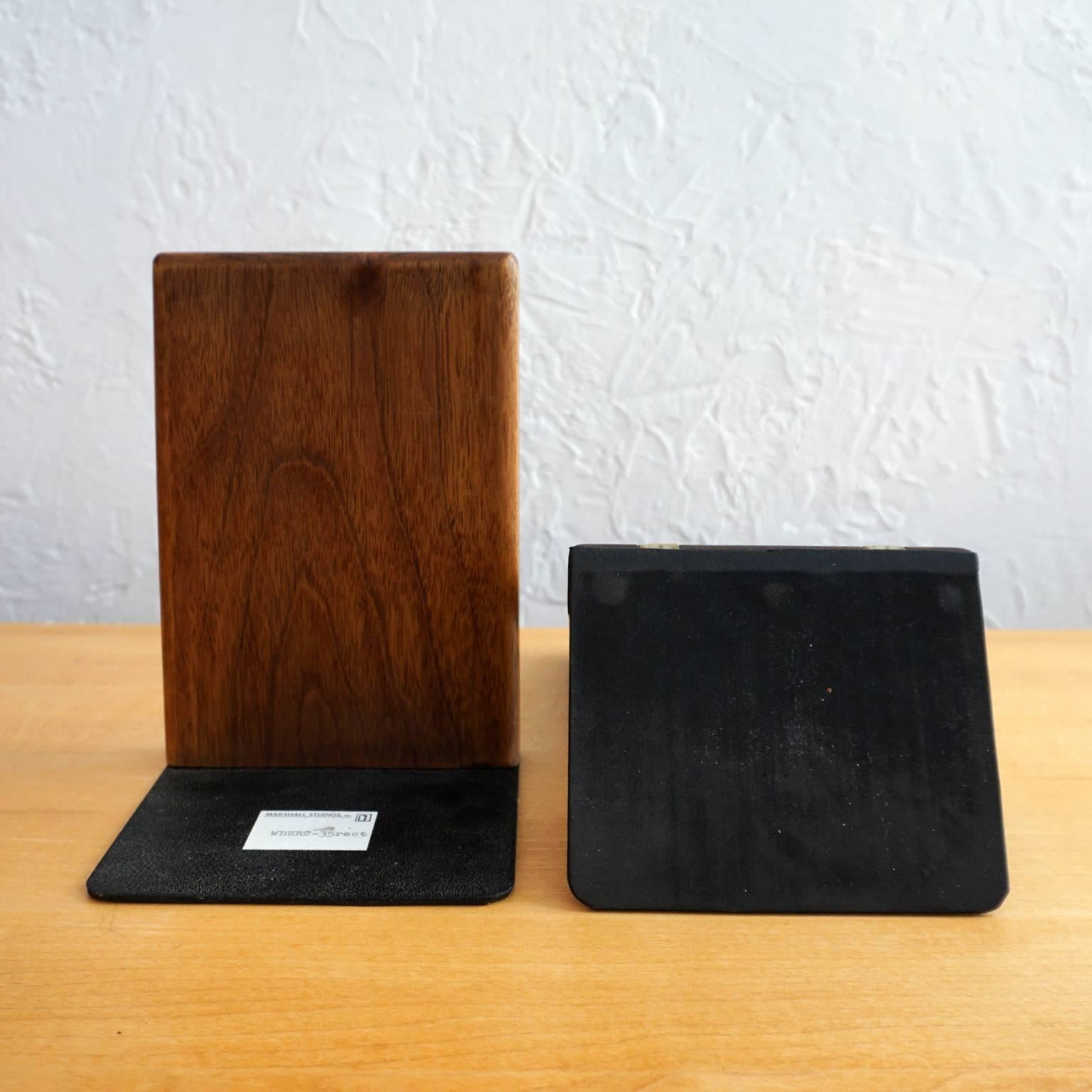 American Martz Ceramic and Wood Bookends