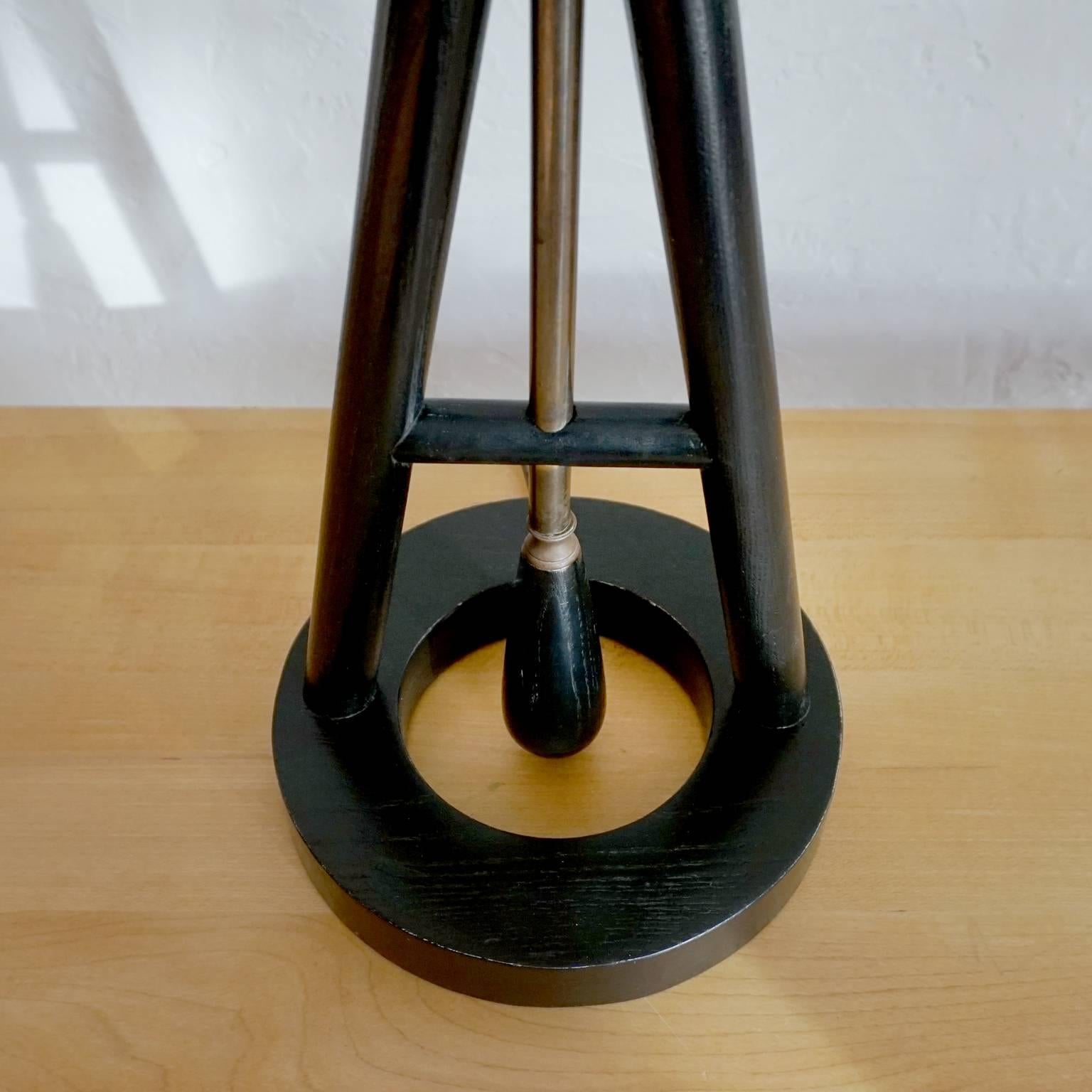Mid-Century Modern Pair of 1950s Ebonized Oak A-Frame Table Lamps