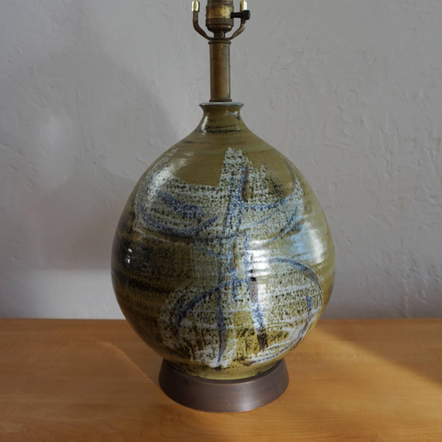 Mid-Century Modern Ceramic Lamp by Joel Edwards For Sale