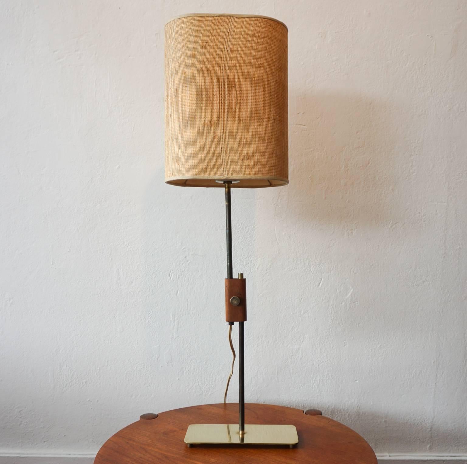 Mid-Century Modern 1950s Adjustable Height Brass Table Lamp