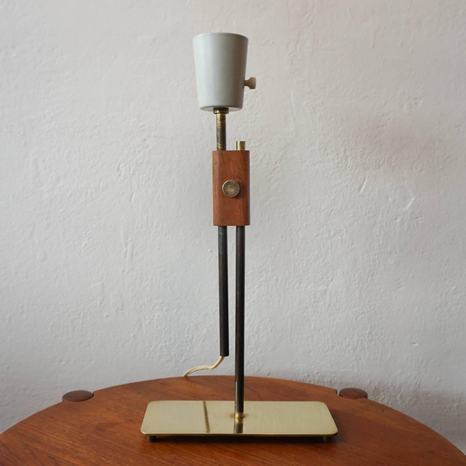 1950s Adjustable Height Brass Table Lamp 3