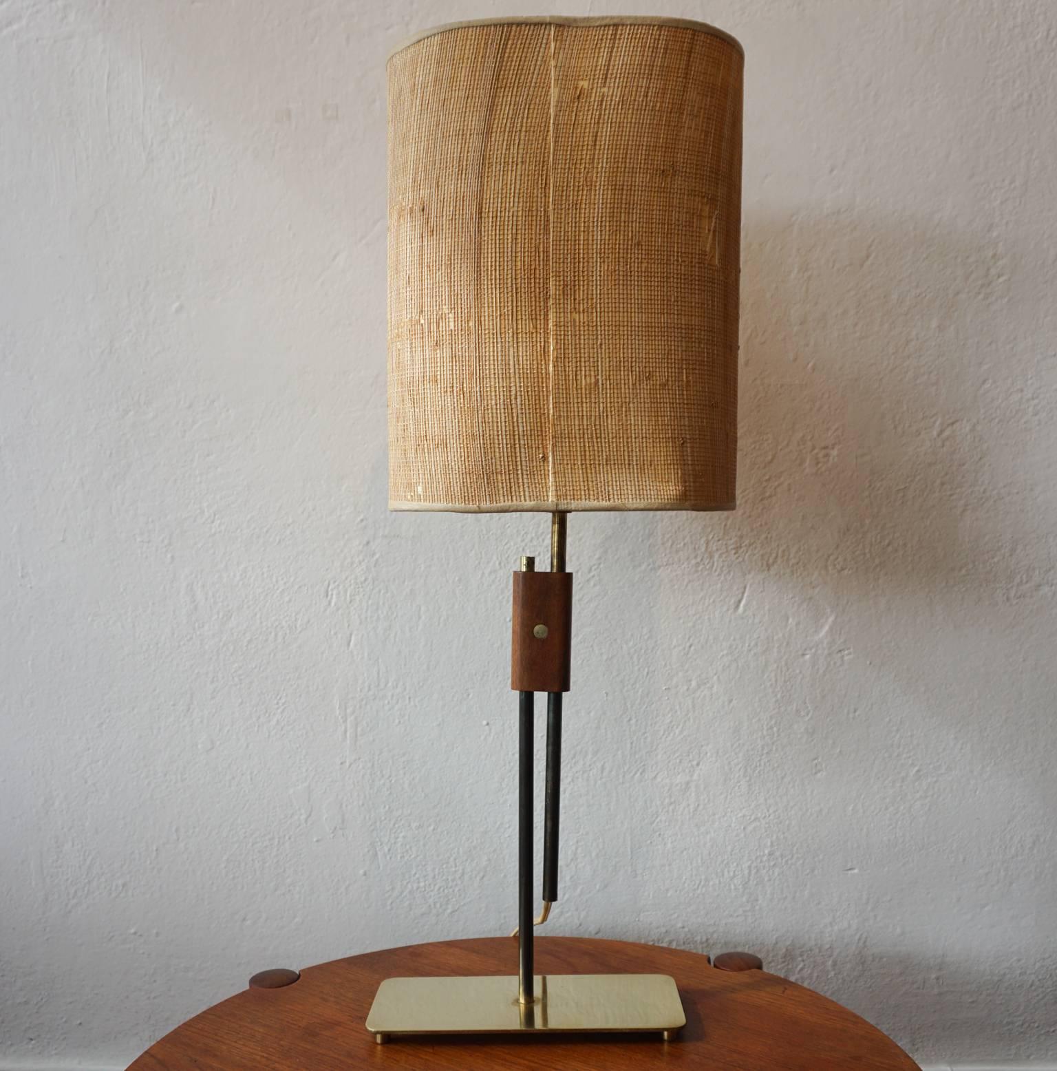 Mid-20th Century 1950s Adjustable Height Brass Table Lamp