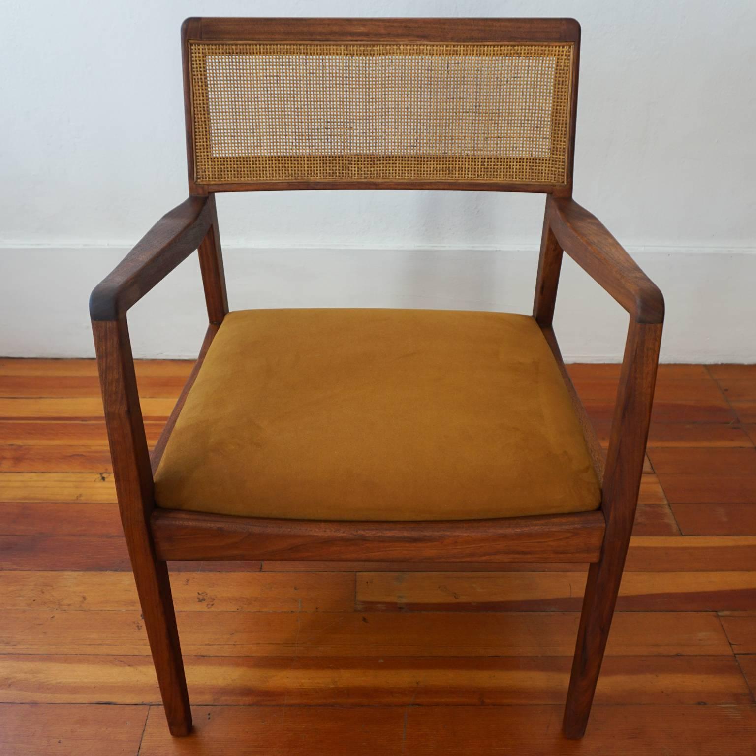 Pair of Jens Risom Walnut Cane Back Armchairs 2