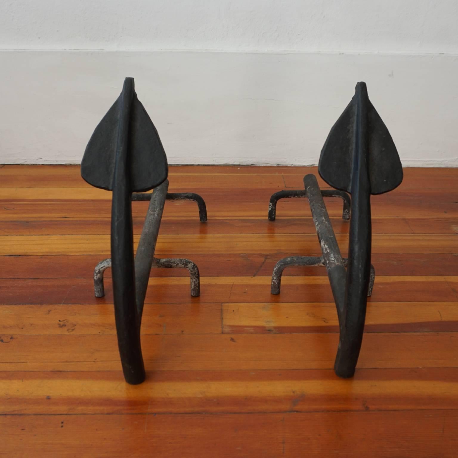 Unknown 1940s Devil Tail Andirons For Sale