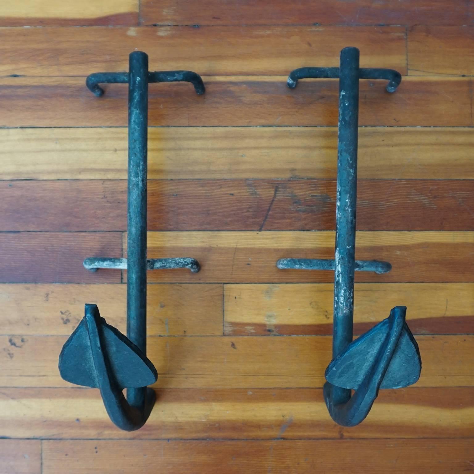 1940s Devil Tail Andirons In Good Condition For Sale In San Diego, CA