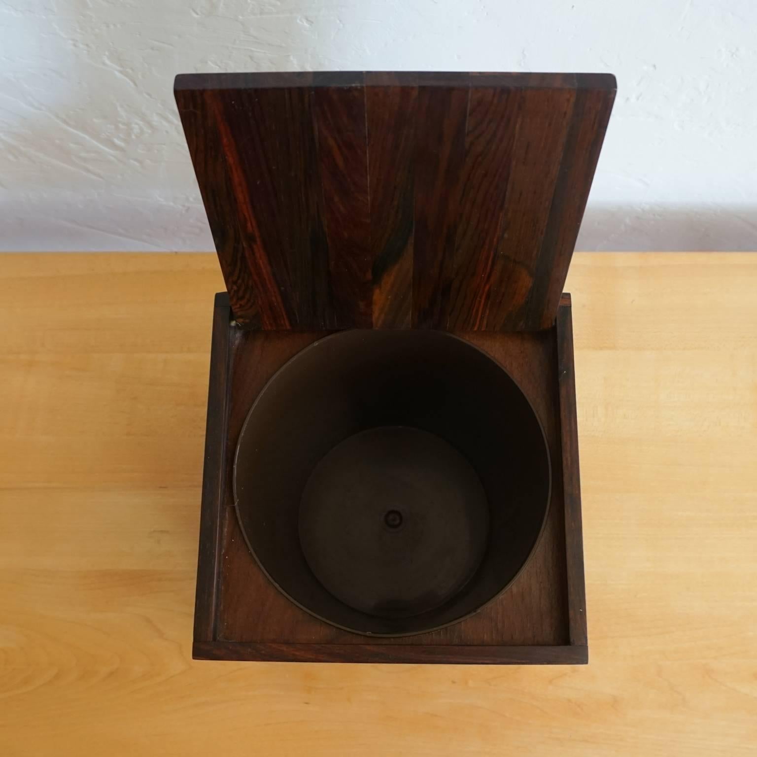 1960s Danish Rosewood Ice Bucket In Good Condition In San Diego, CA