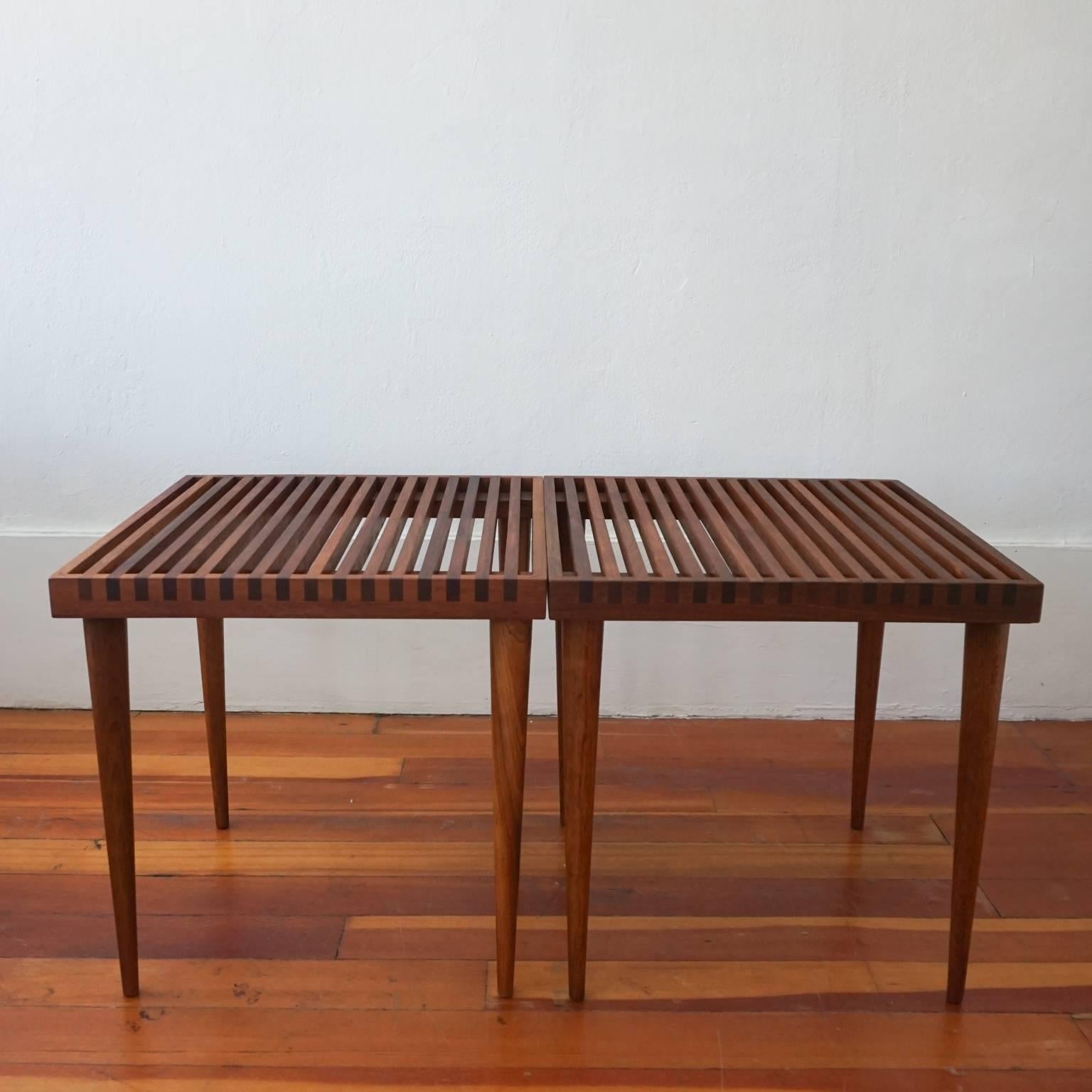 Walnut Pair of Side Tables by Mel Smilow