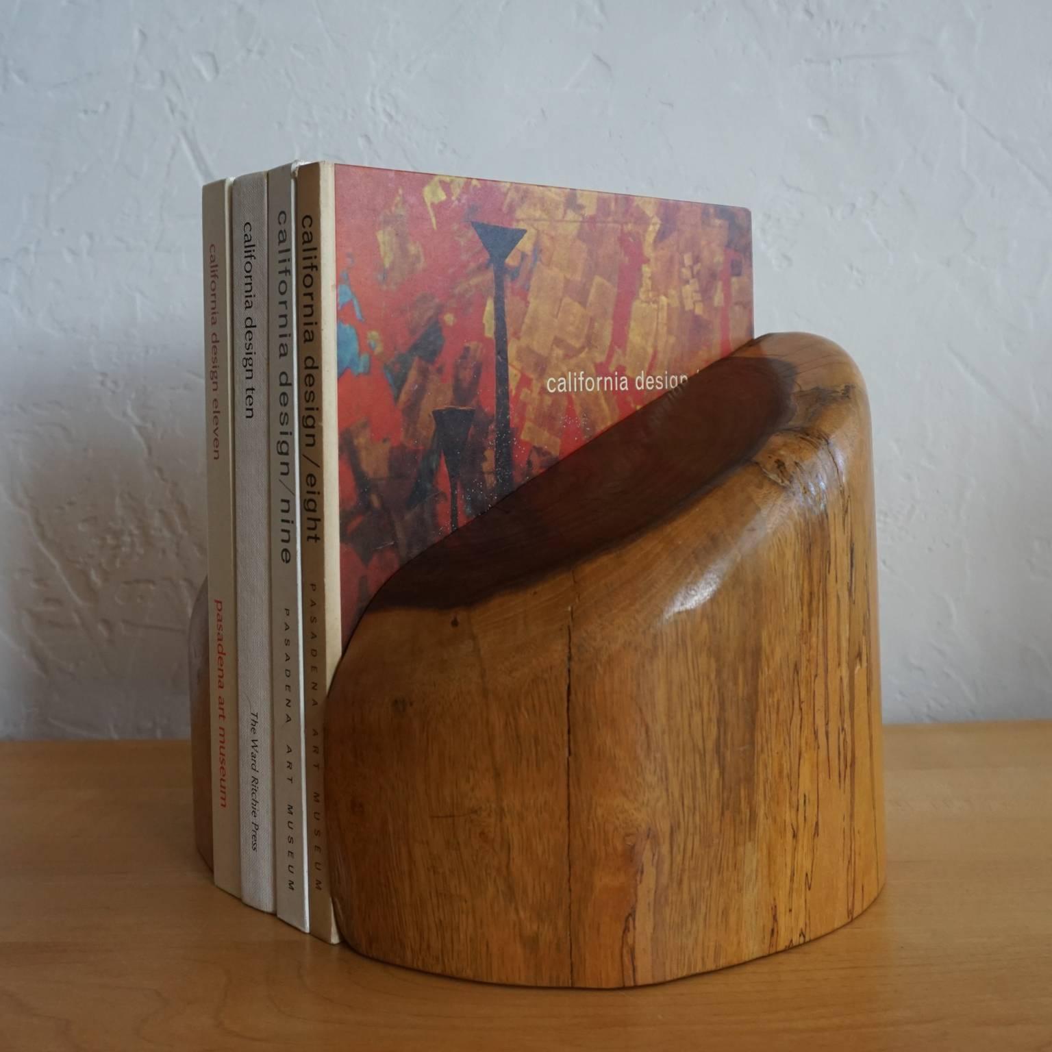 A substantial pair of cocobolo bookends by Don Shoemaker. Produced is his studio in Senal, Mexico, Signed, 1960s.