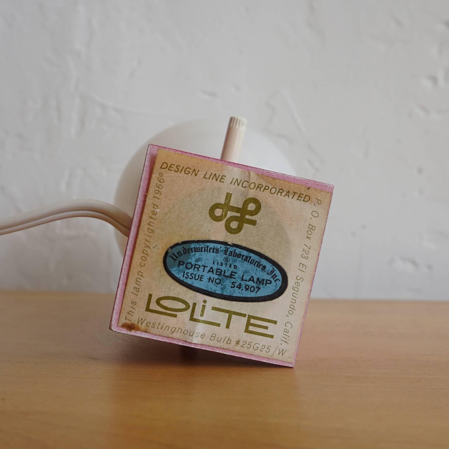 Mid-Century Modern Bill Curry Pink Lolita Design Line Lamp in Original Packaging