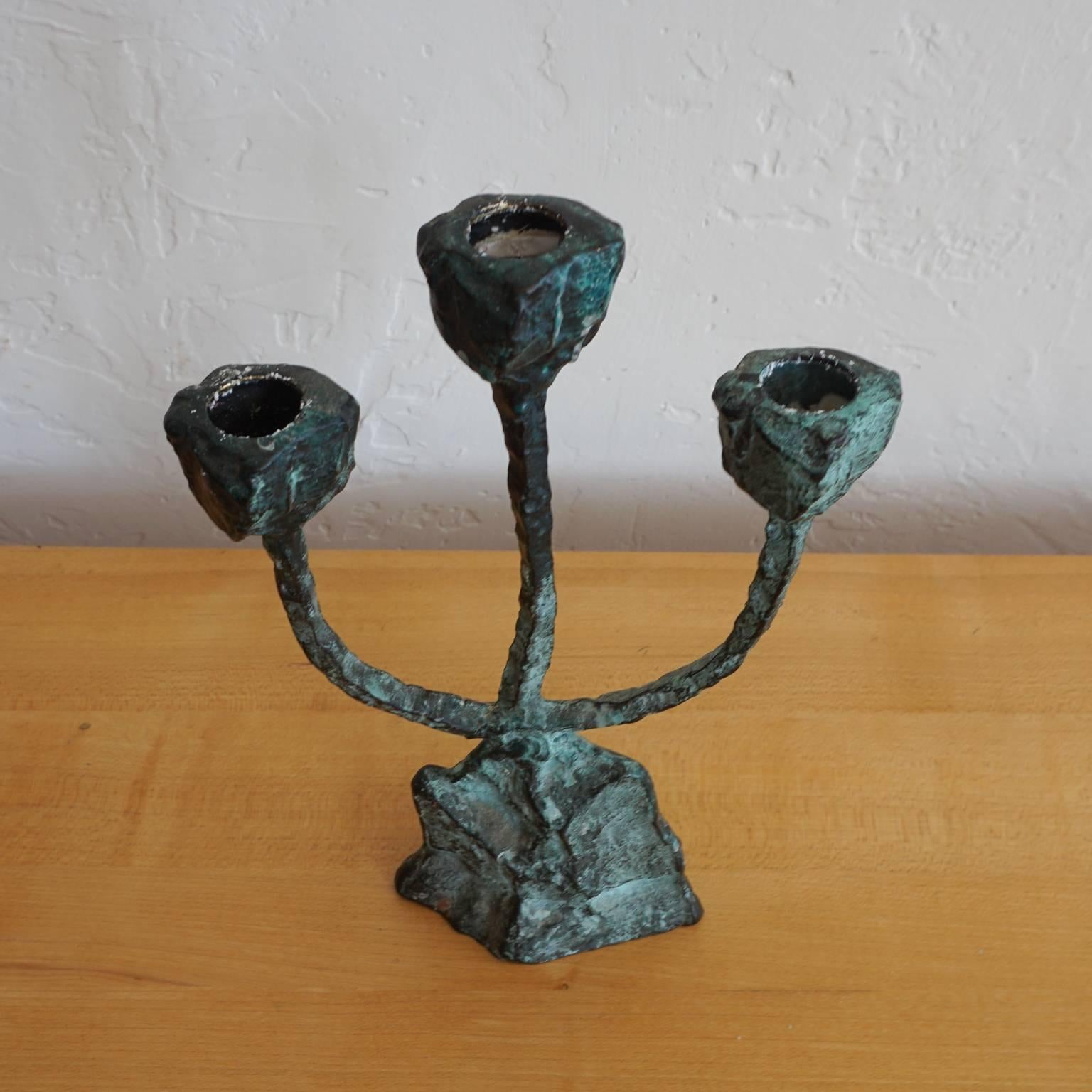 1960s Brutalist Metal Candleholder In Good Condition In San Diego, CA