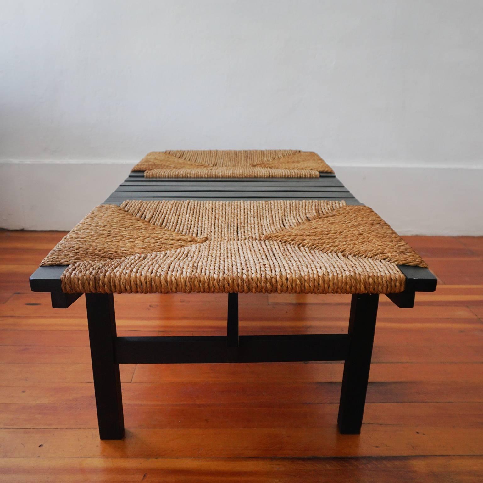 Mid-20th Century 1950s Japanese Bench with Rope Seats