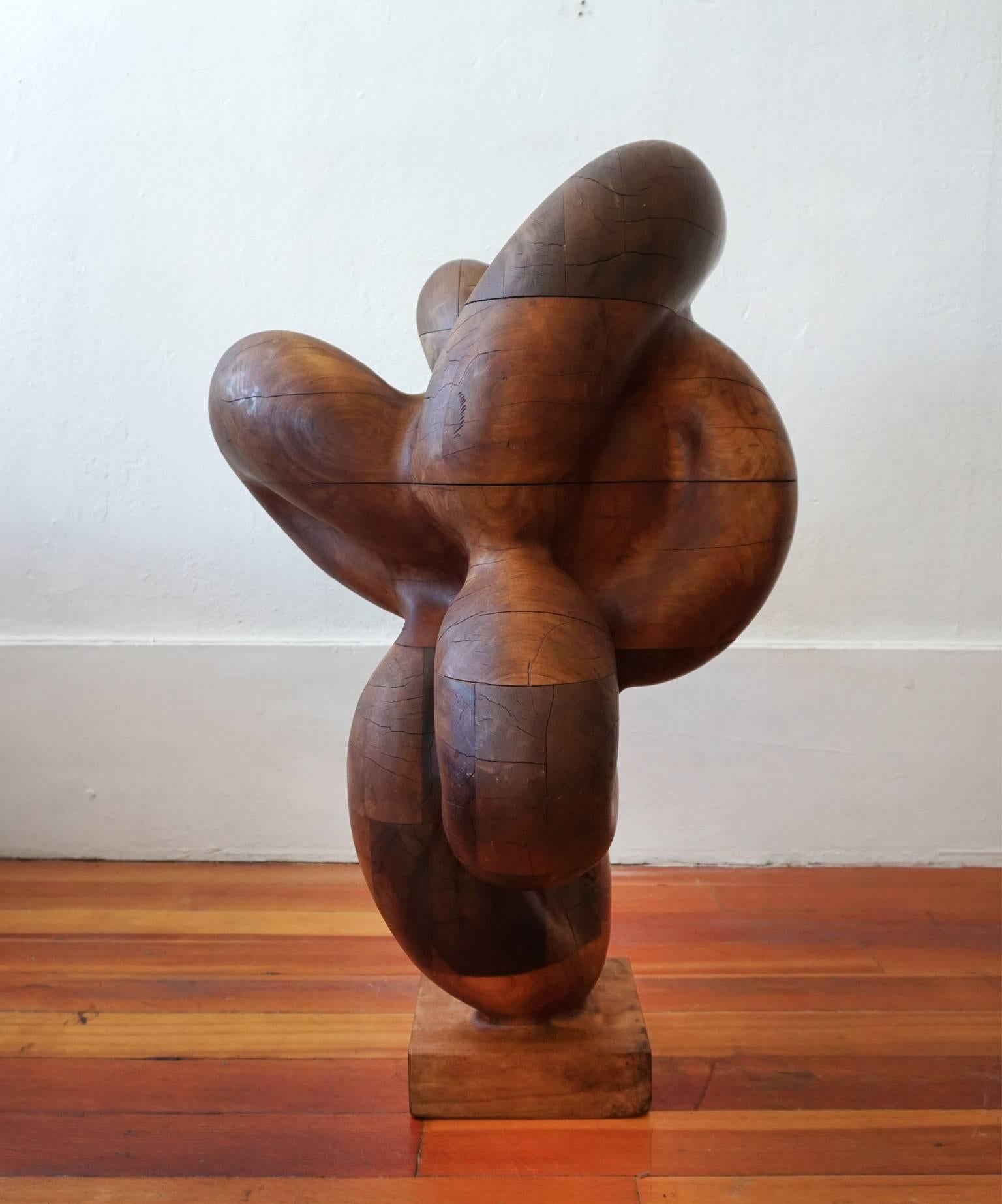 Large hand-carved solid wood sculpture. Impressive organic form by an obviously skilled artist. Unsigned, 1960s.