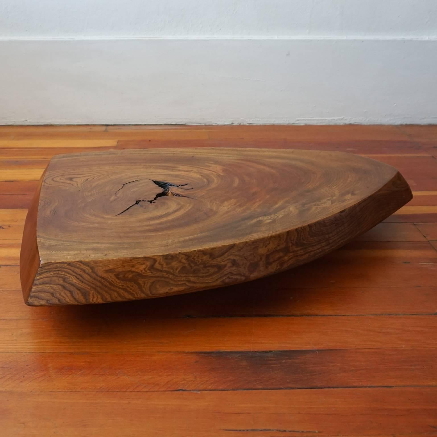 Mid-Century Modern 1950s Japanese Carved Slab Low Table or Pedestal