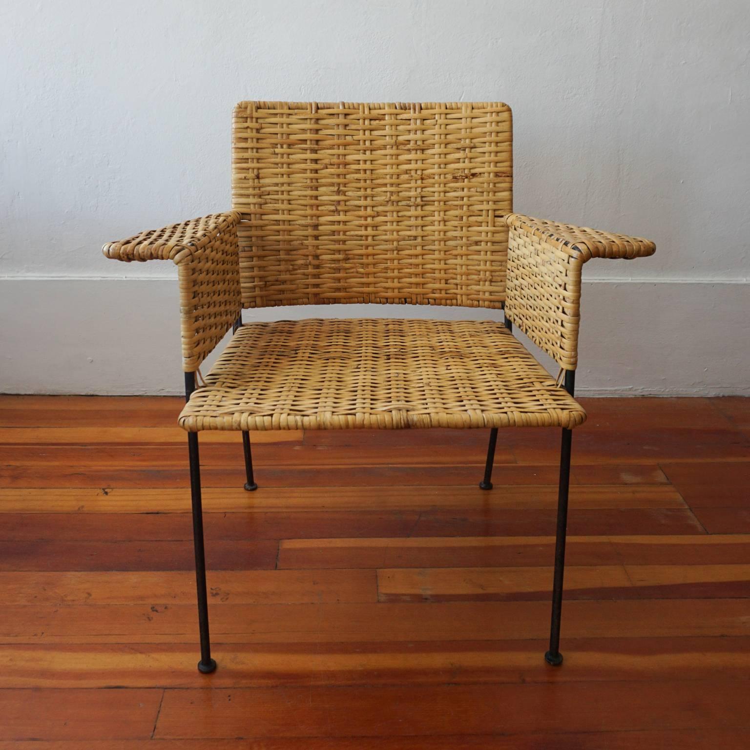 Mid-20th Century Pair of 1950s Van Keppel Green Iron and Cane Chairs