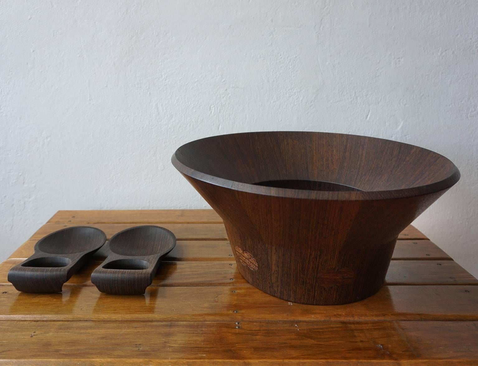 Wenge Dansk Rare Woods Bowl and Tongs by Jens Quistgaard For Sale 1
