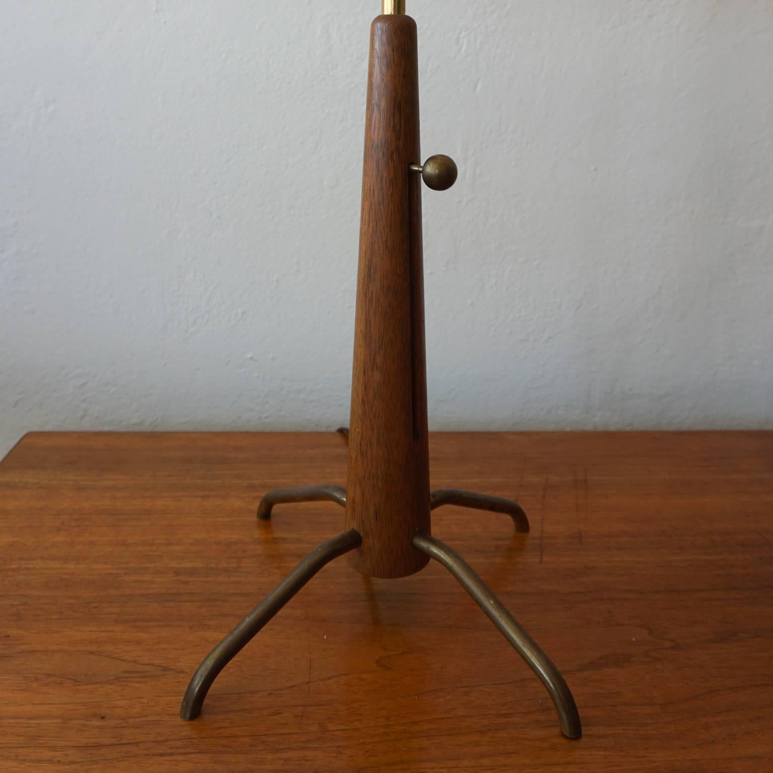 20th Century Walnut and Brass Gerald Thurston Adjustable Height Lamps