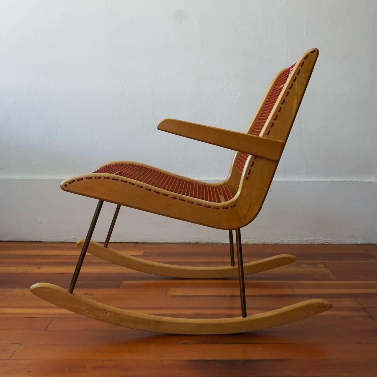 Modernist String Wood and Iron Rocking Chair by Carl Koch In Good Condition In San Diego, CA