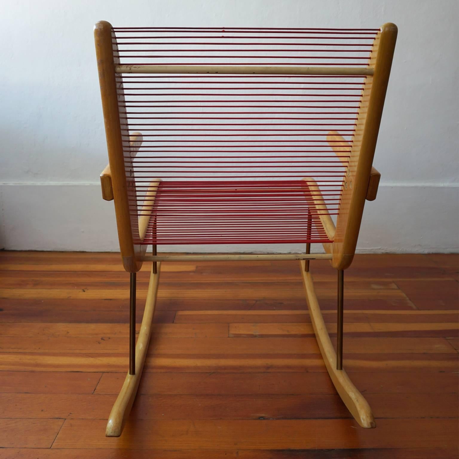 Modernist String Wood and Iron Rocking Chair by Carl Koch 1