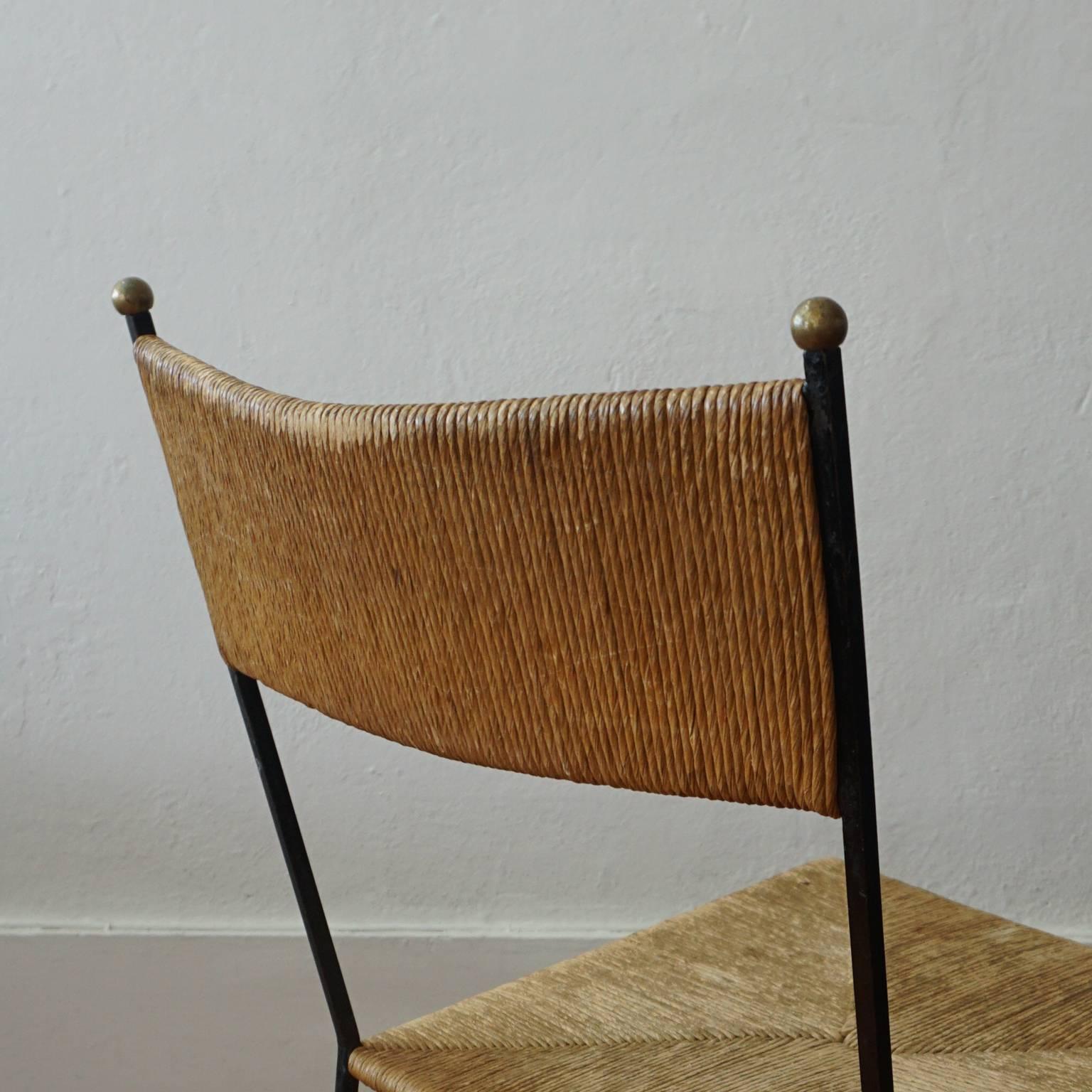 20th Century Milo Baughman for Murray Furniture Iron and Rush Chair