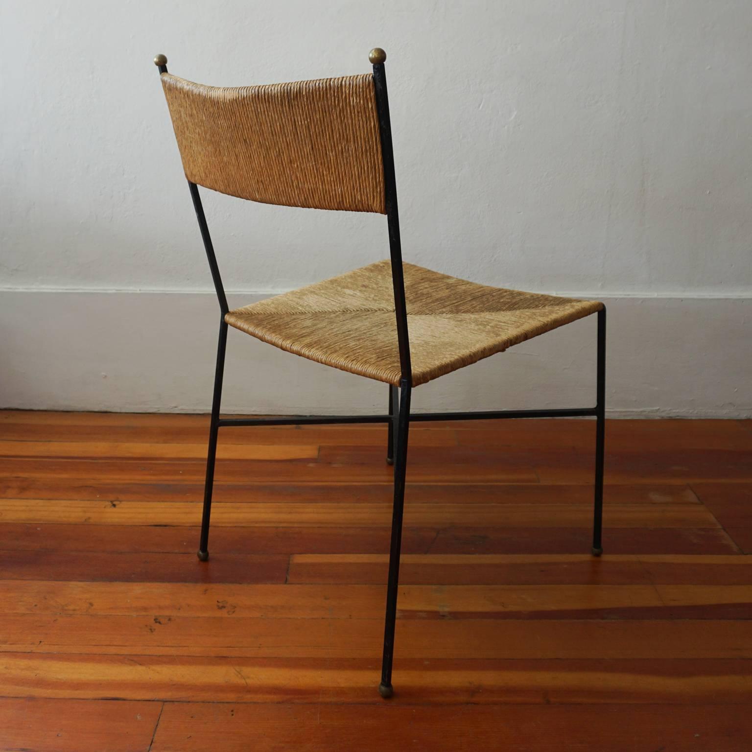 American Milo Baughman for Murray Furniture Iron and Rush Chair
