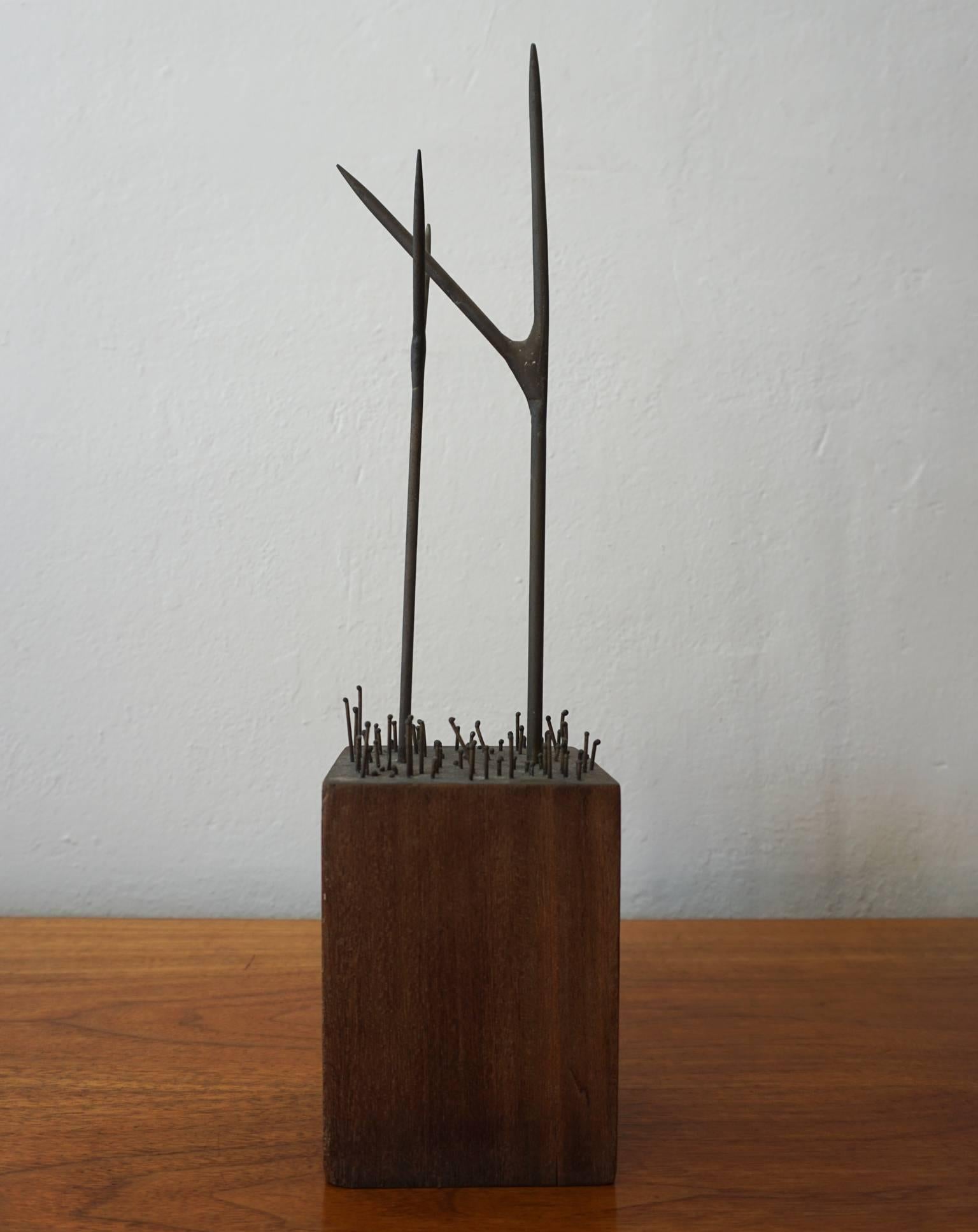 1960s abstract sculpture. Great patina. Unsigned.