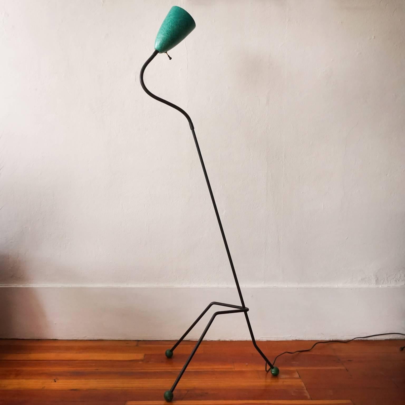 Iron and Fiberglass Floor Lamp, 1950s In Excellent Condition In San Diego, CA