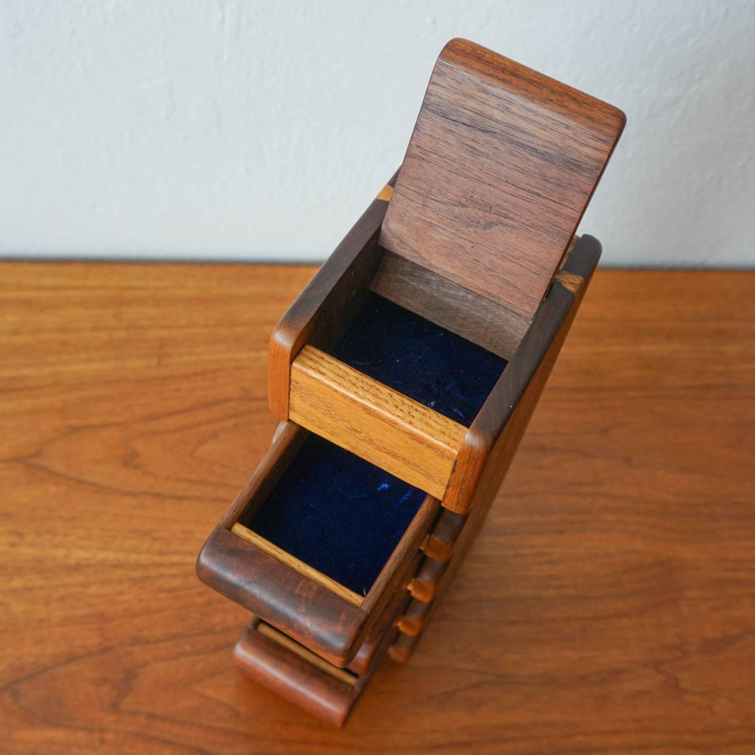 1960s Handcrafted Walnut Jewelry Box 2