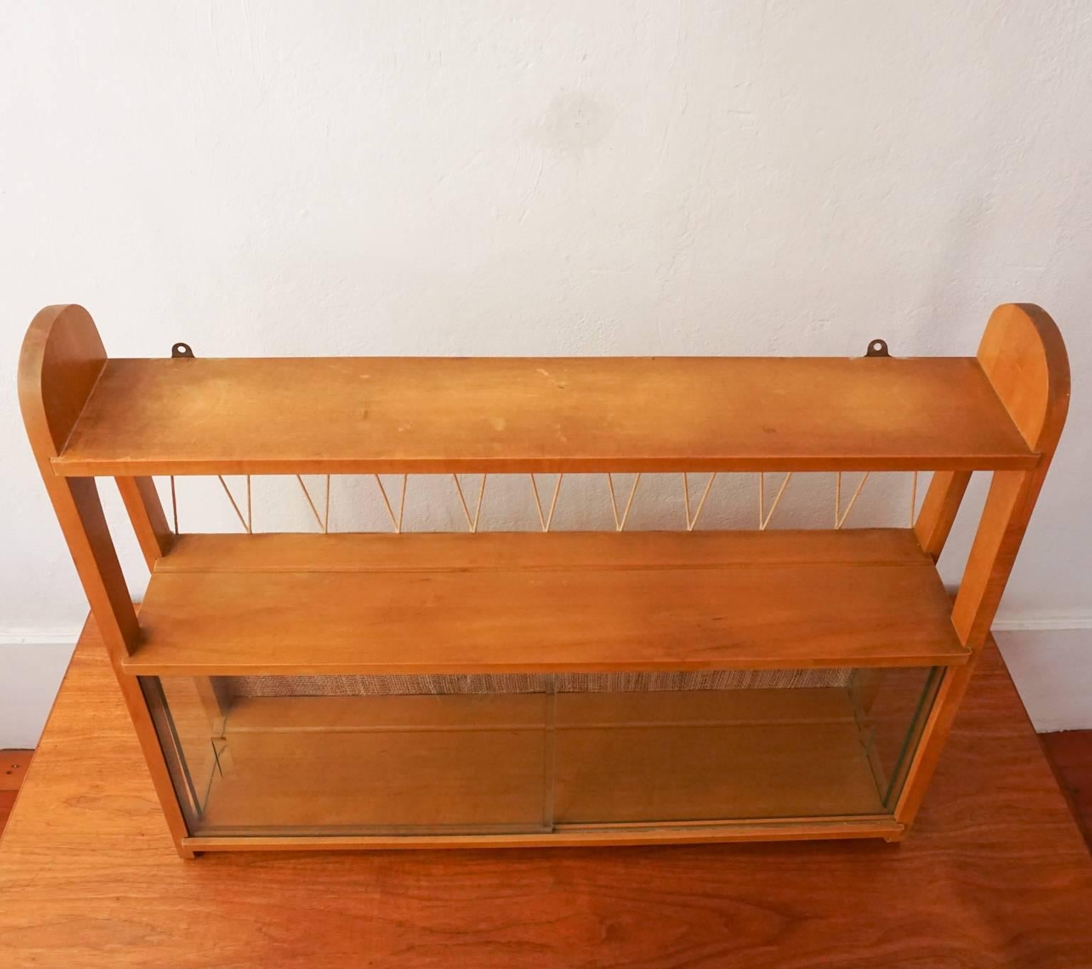 1950s Wall Shelves with String and Display Case 2