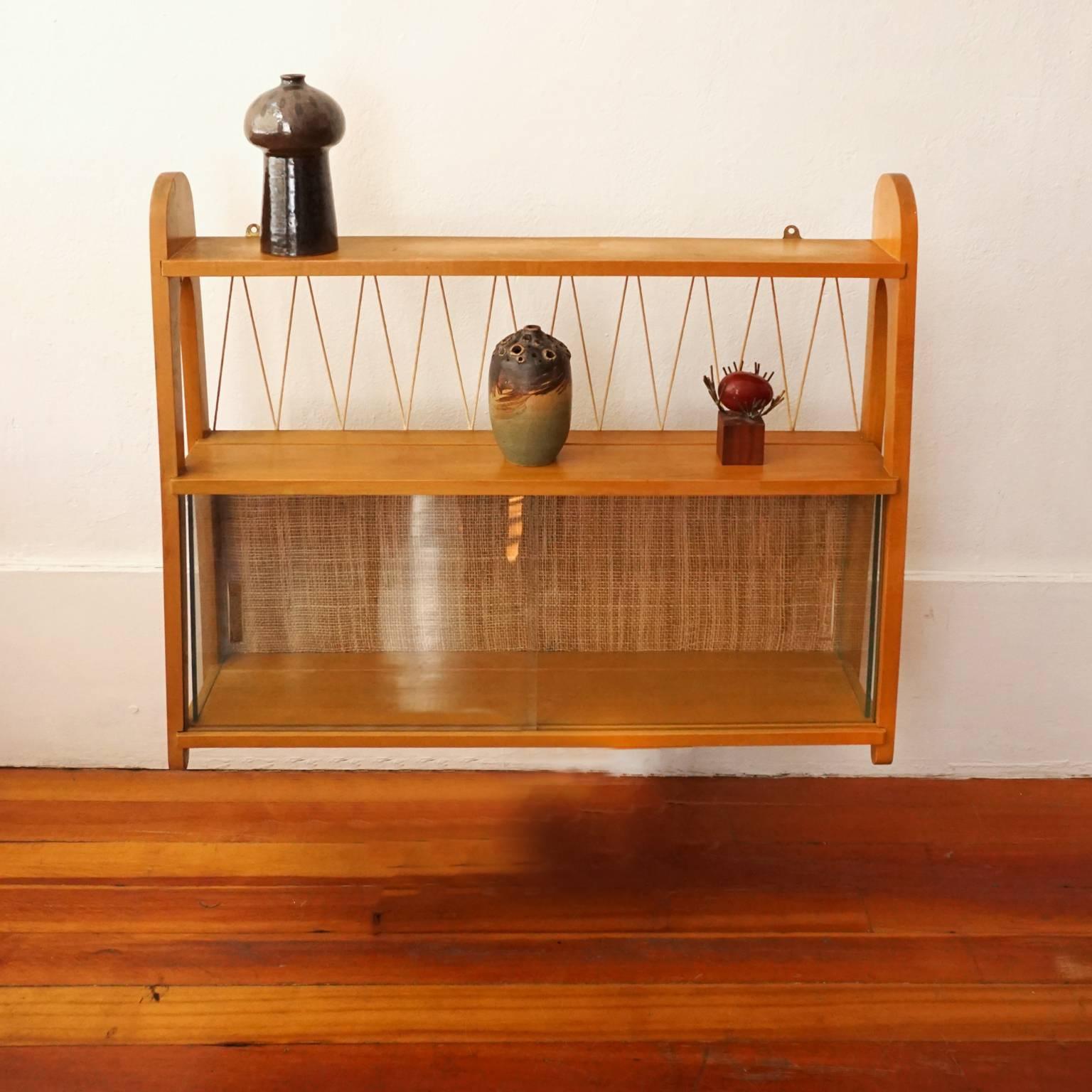 1950s Wall Shelves with String and Display Case 3
