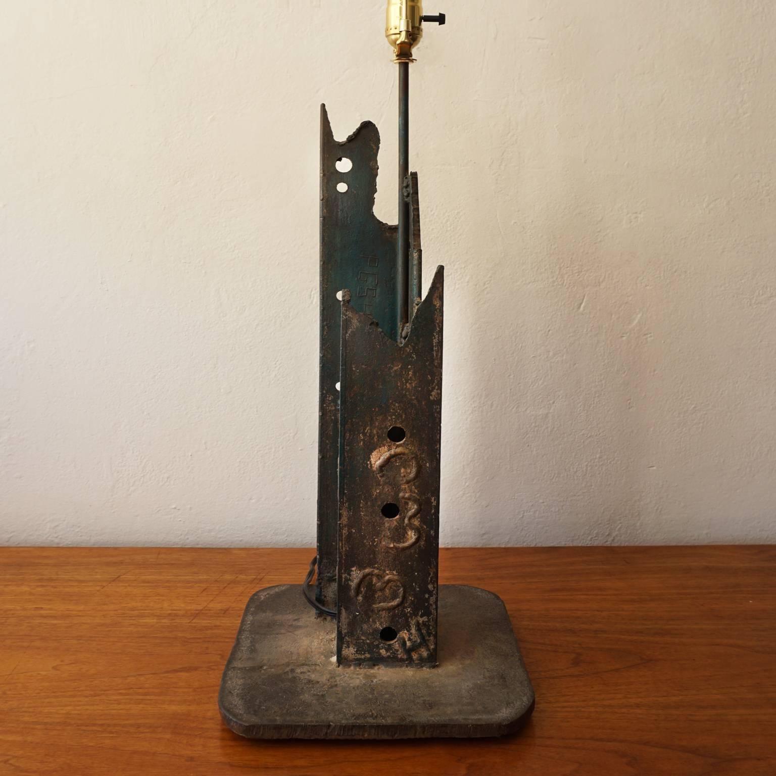 20th Century 1960s Torch Cut Steel Brutalist Lamps For Sale