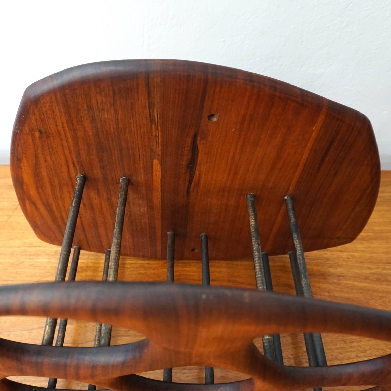 Late 20th Century Sculptural Walnut Wall-Mounted Wine Holder by Dean Santner