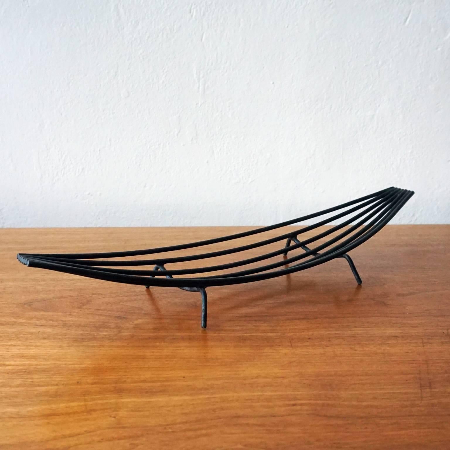 1950s fruit basket or catch all. Clean sculptural design that looks great on its own or could be used to hold fruit, mail, or ??? High quality and sturdy construction, with original finish.