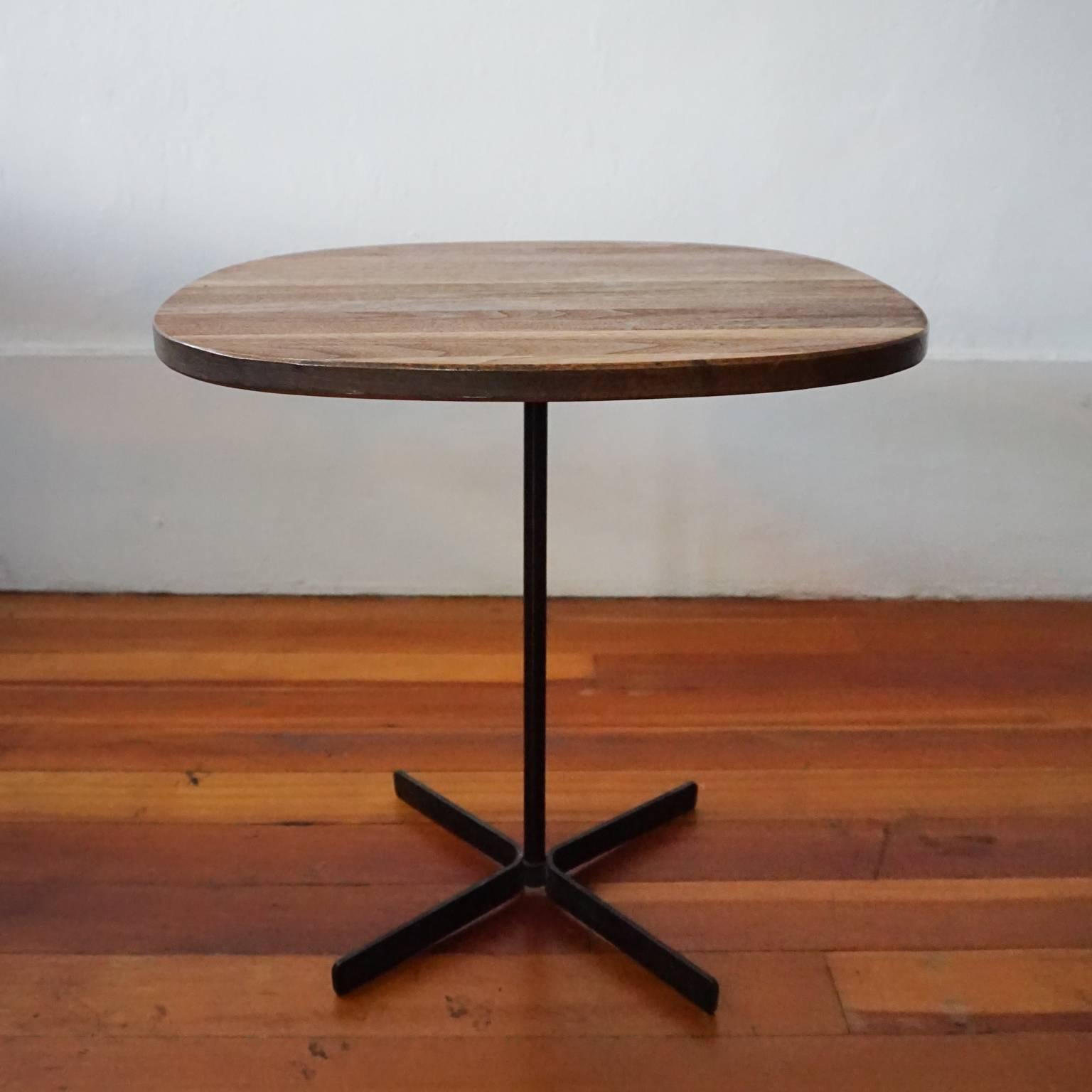 Allan Gould Mixed Hardwood and Steel Base Side Table, 1955 In Good Condition In San Diego, CA