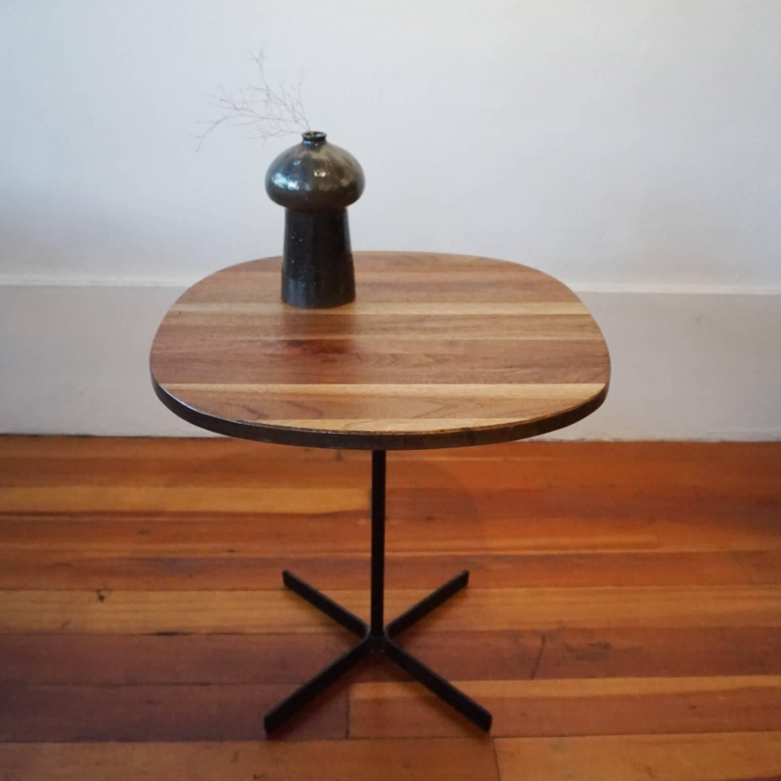 American Allan Gould Mixed Hardwood and Steel Base Side Table, 1955