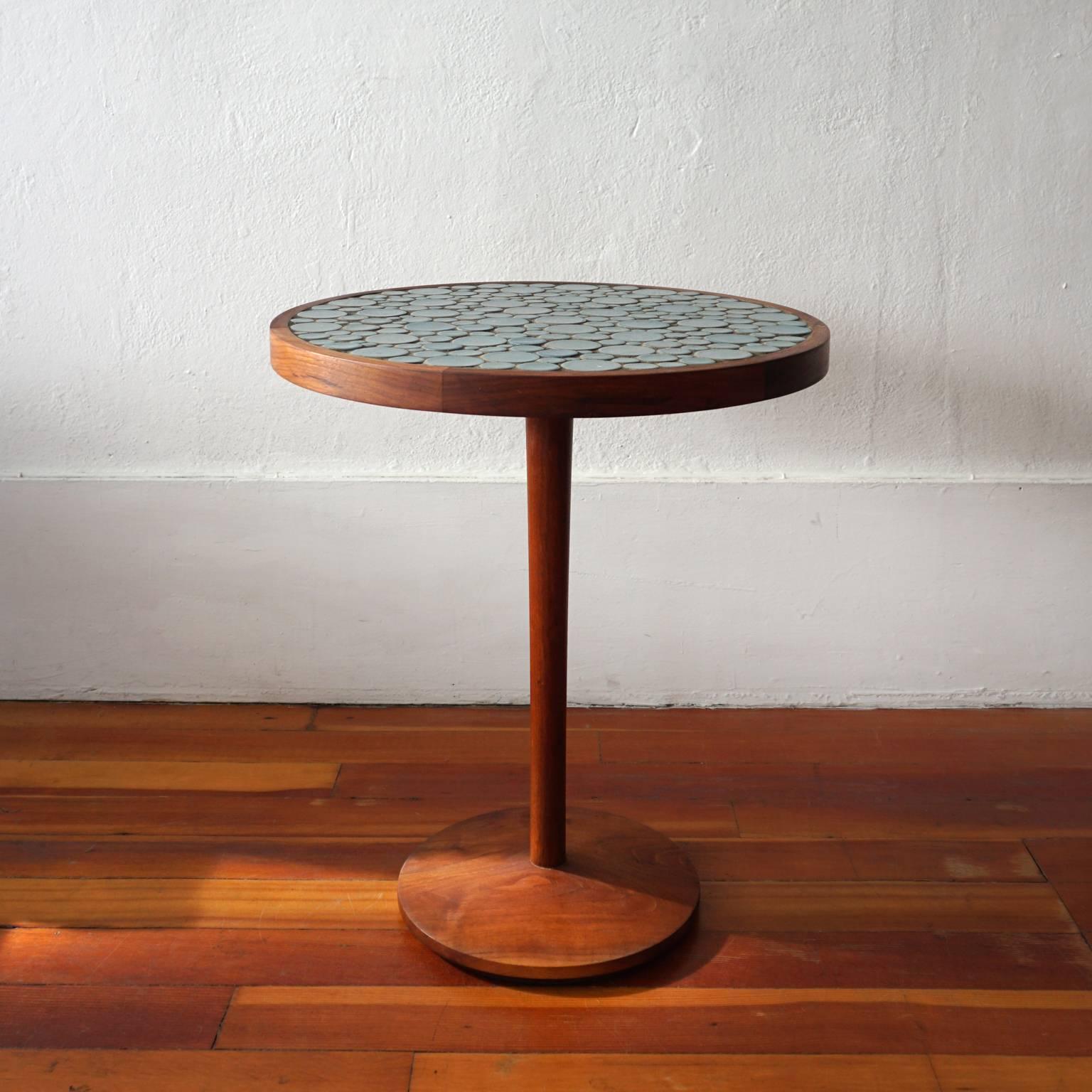 Jane and Gordon Martz Ceramic and Walnut Occasional Table In Excellent Condition In San Diego, CA