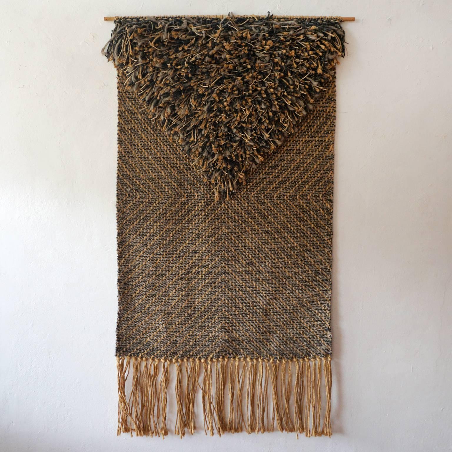 Mid-Century Modern Handwoven Fiber Sculpture Tapestry by Eve Rabinowe, 1970s For Sale