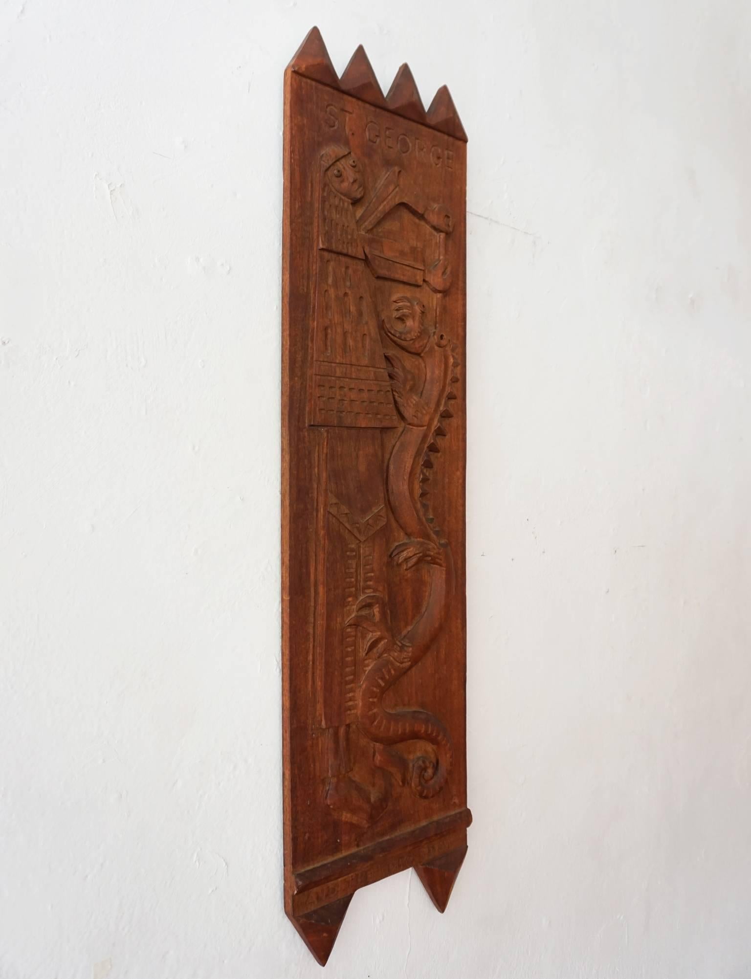 Mid-Century Modern Evelyn Ackerman Carved Wood Bas-Relief Panel, 1959
