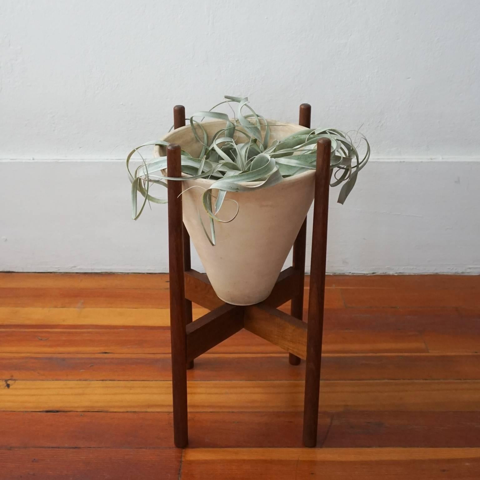 Mid-Century Modern La Gardo Tackett for Architectural Pottery Cone Planter with Wood Stand