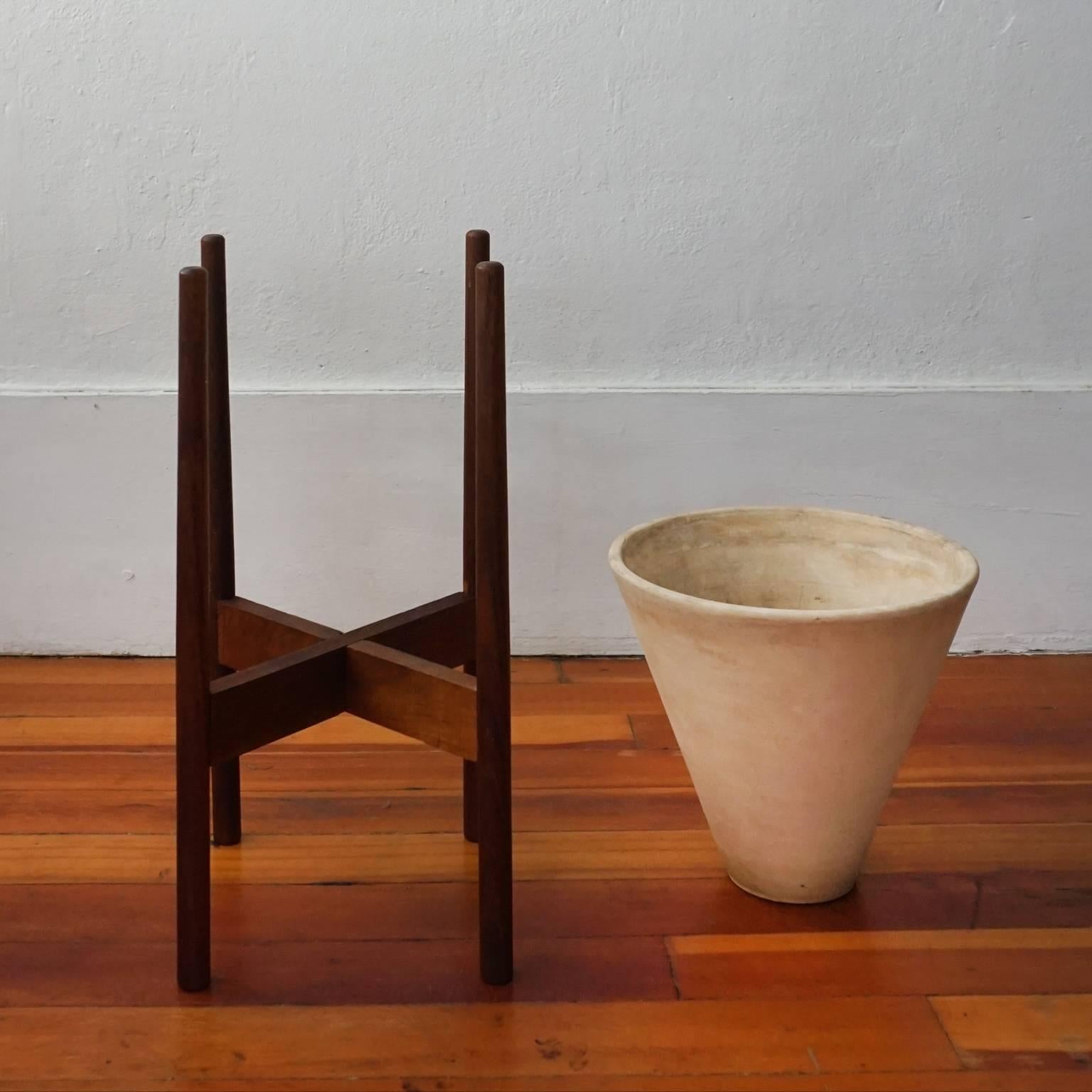 Ceramic La Gardo Tackett for Architectural Pottery Cone Planter with Wood Stand