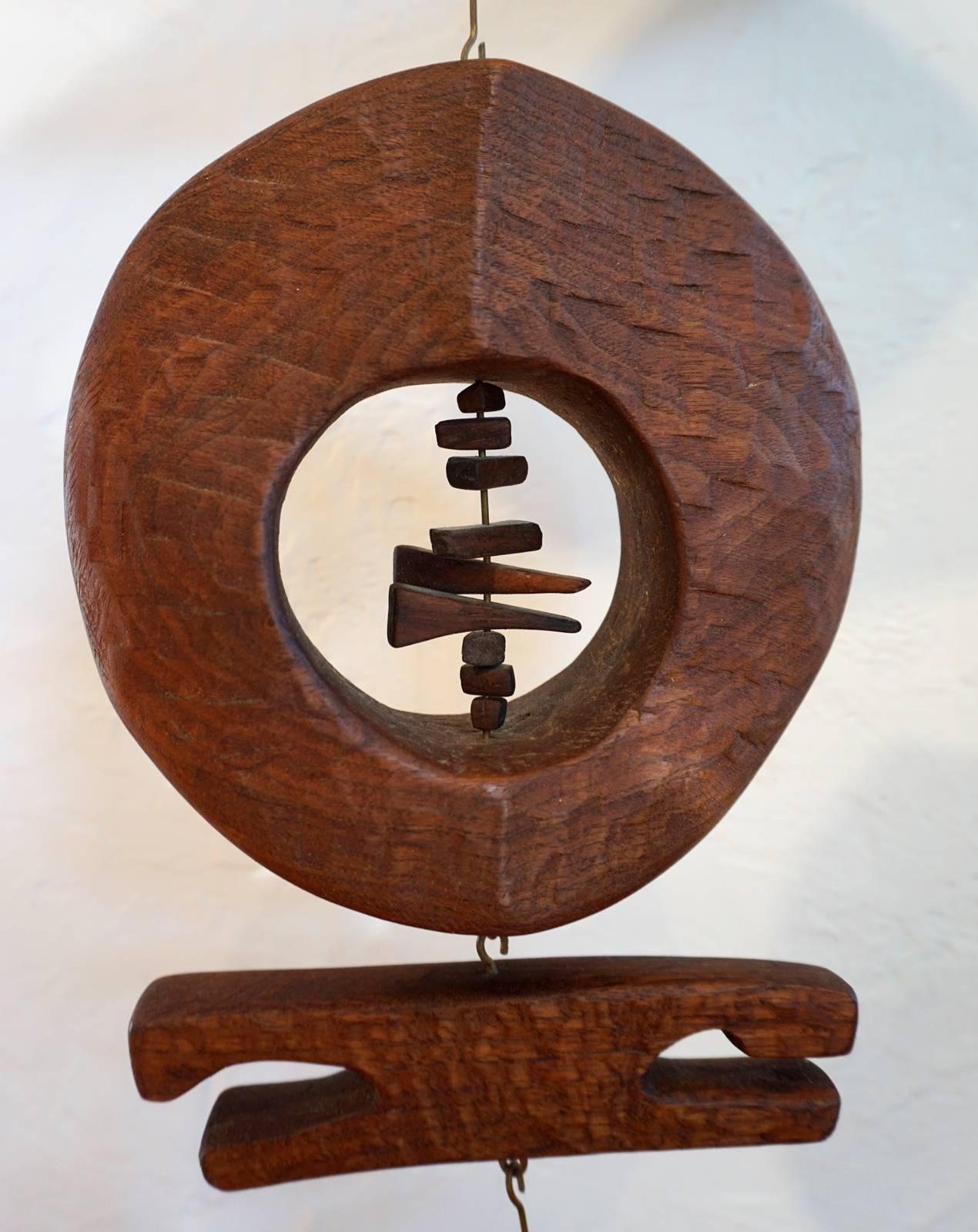 Carved 1960s Wood Mobile Sculpture by Kathy Haun