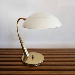 Modernist Brass and White Enamel Adjustable Lamp