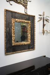 Carved Giltwood and Black Polychrome Spanish Baroque Mirror Frame