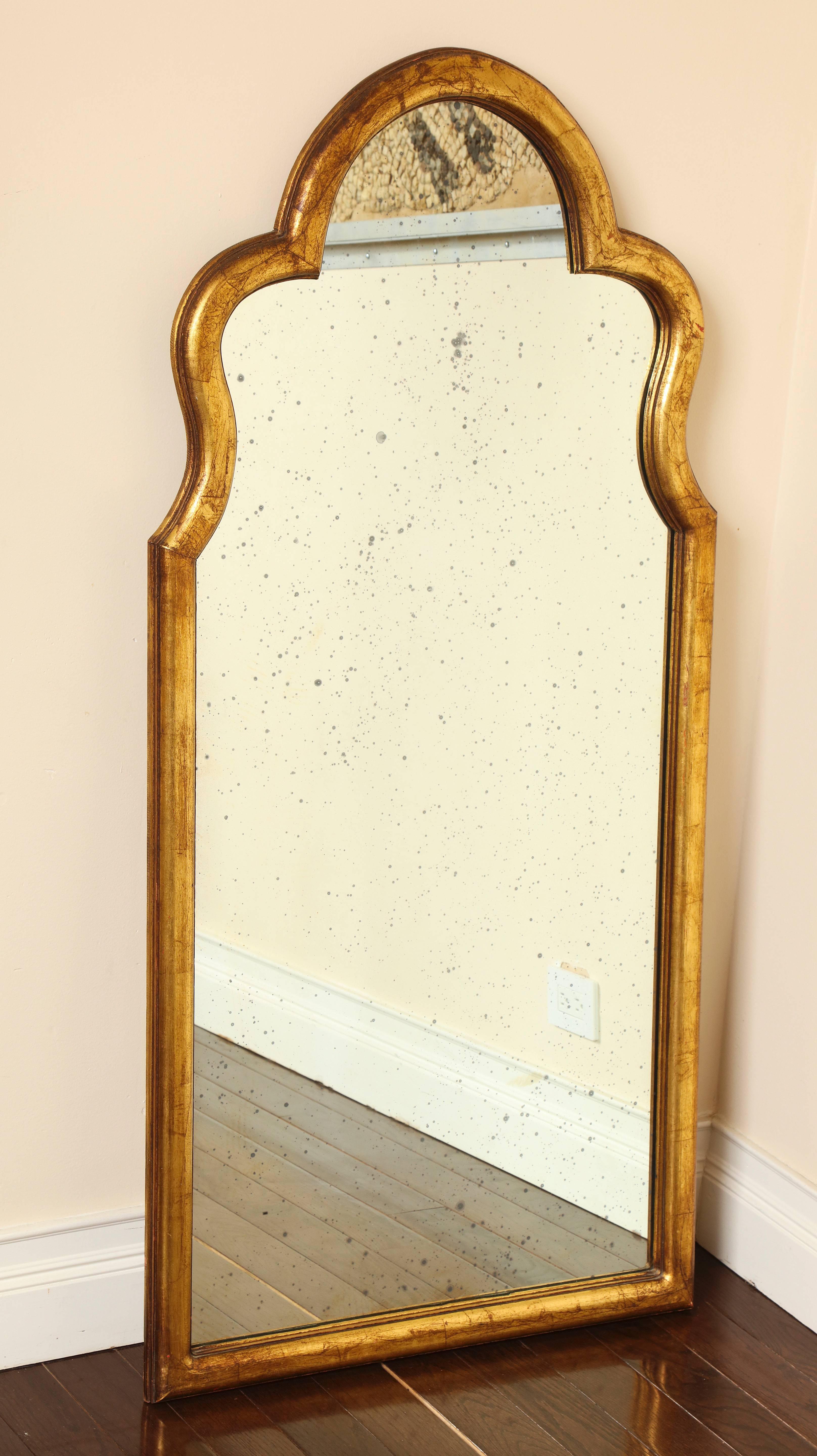 American Gilded Queen Anne Inspired Mirror with Antiqued Mirrored Glass