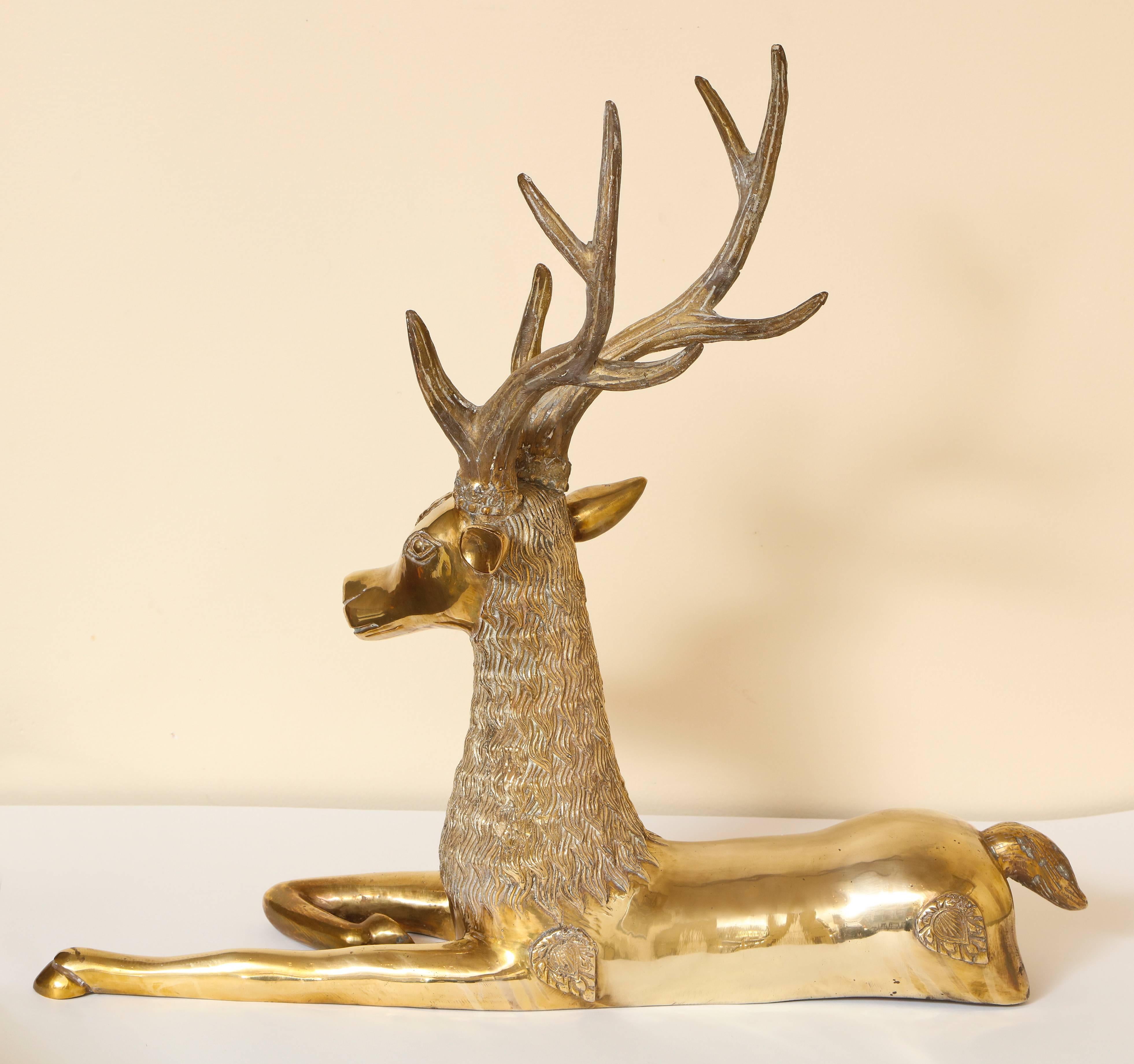 brass reindeer statue