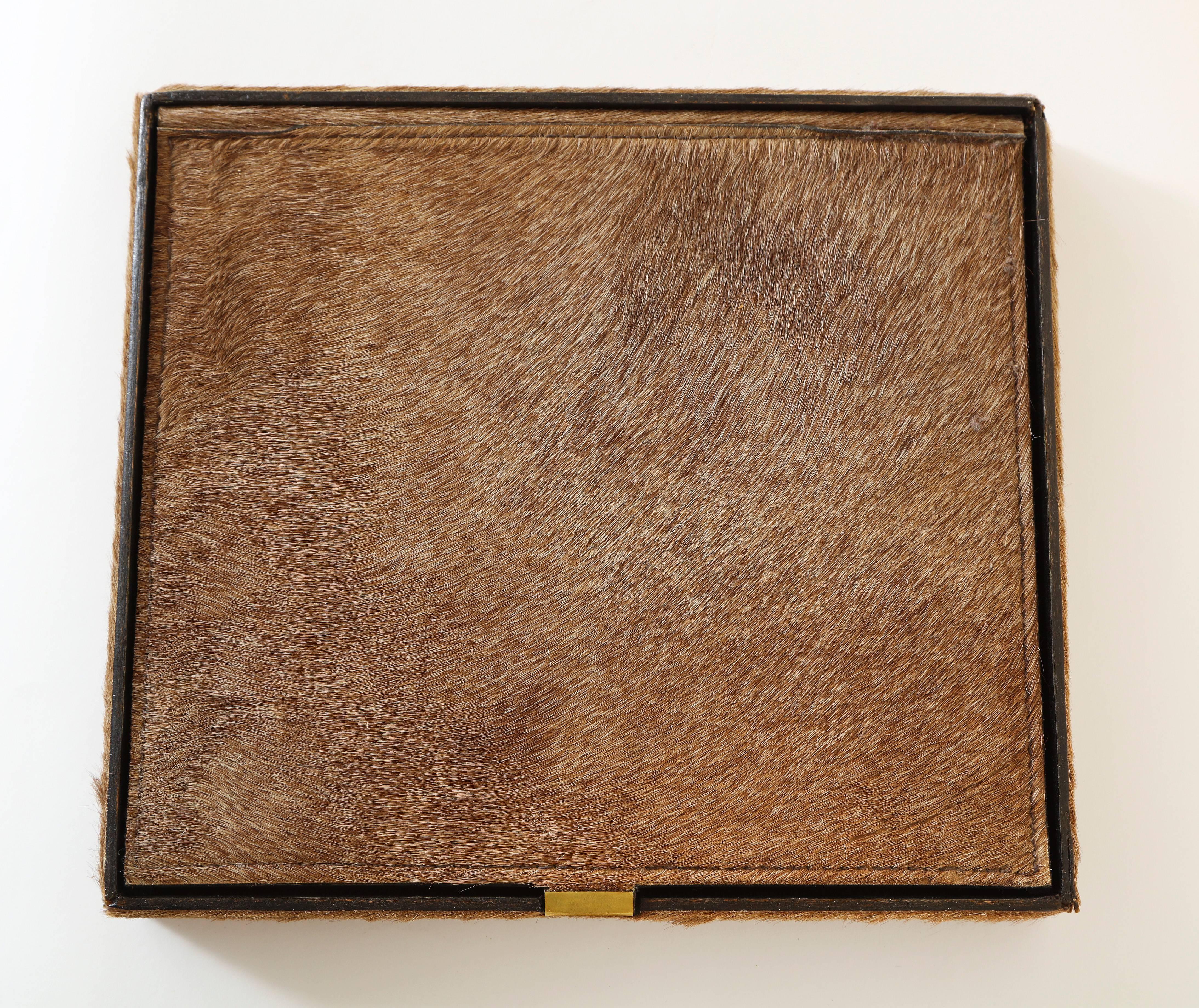 Fur and Brass Wooden Box in the Style of Meret Oppenheim In Excellent Condition In New York, NY